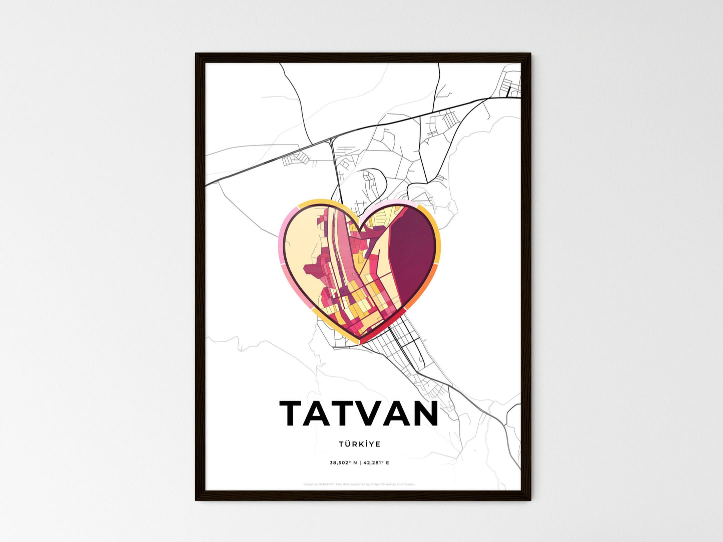 Tatvan Turkey wedding art map with heart icon