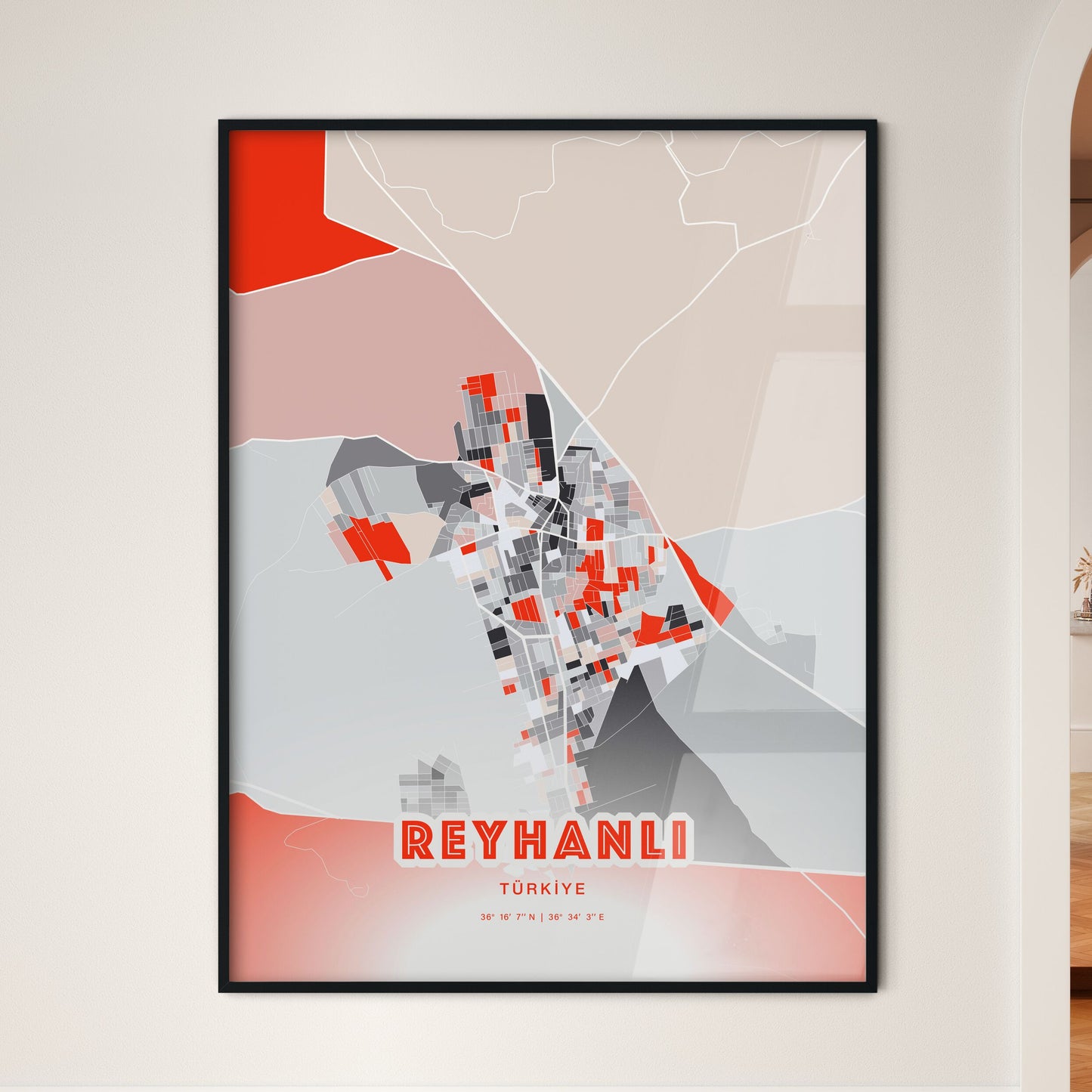 Colorful REYHANLI TURKEY Fine Art Map Modern