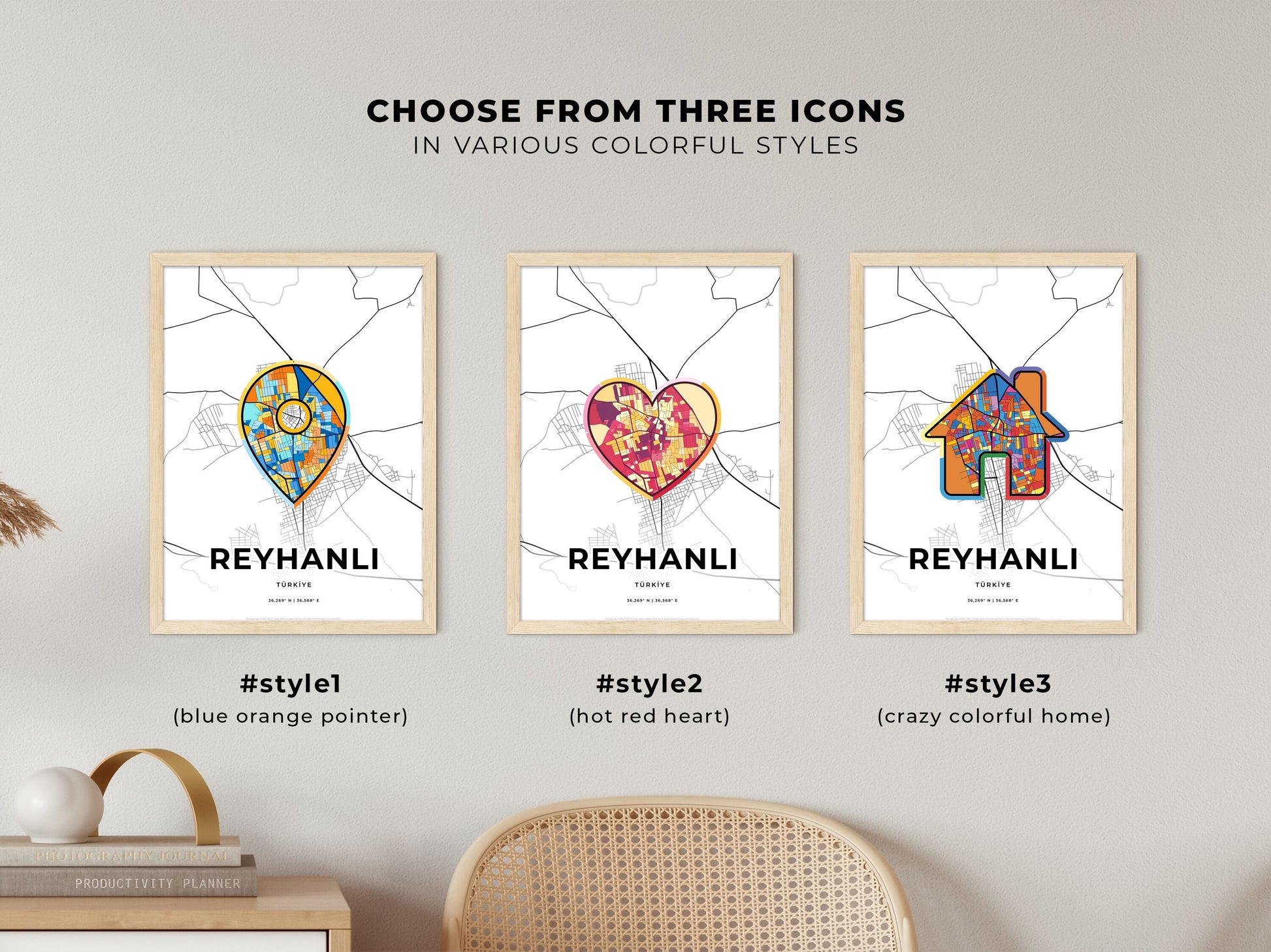 Reyhanli Turkey maps with colorful icons