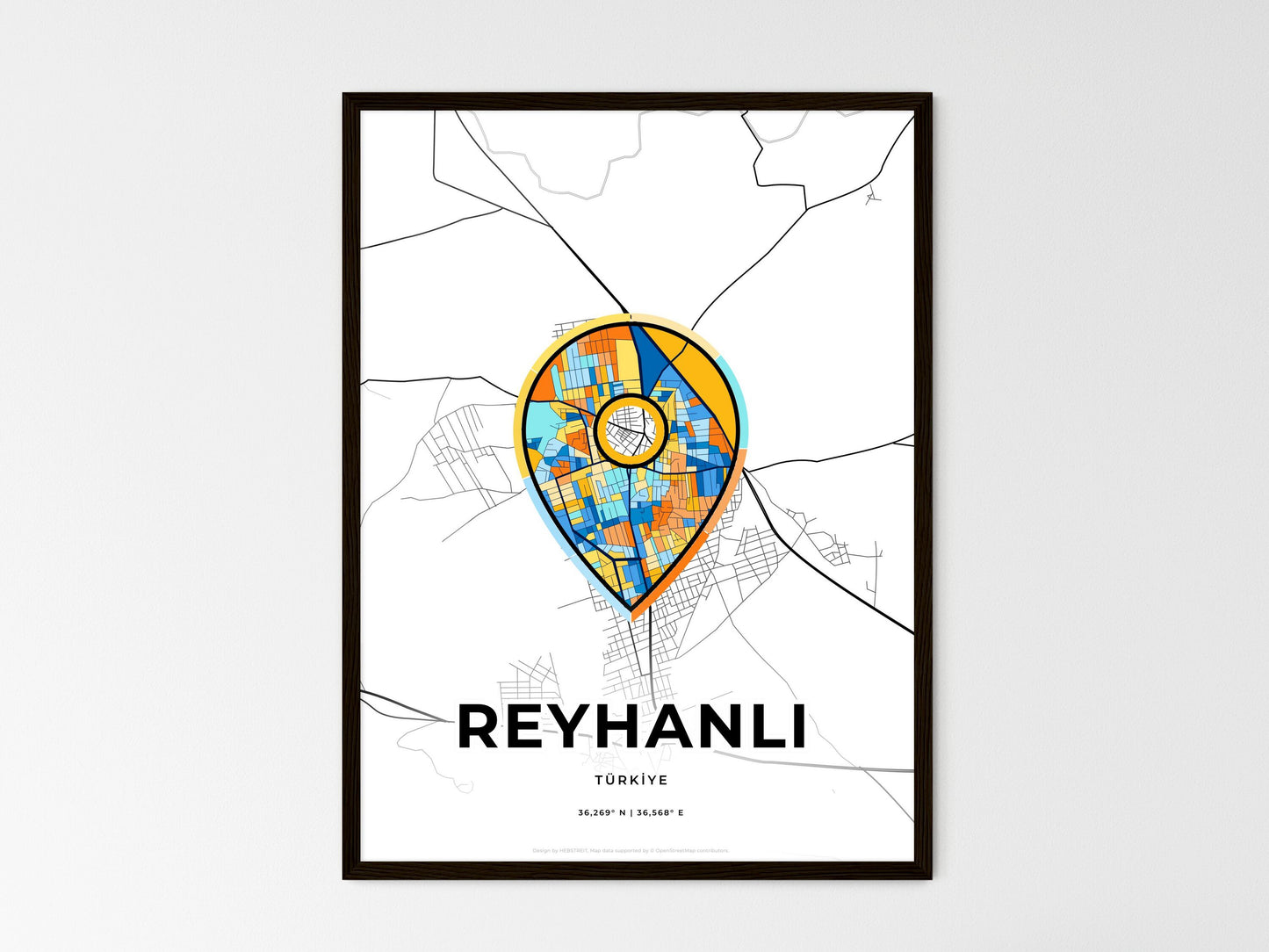 Reyhanli Turkey wedding art map with pointer icon