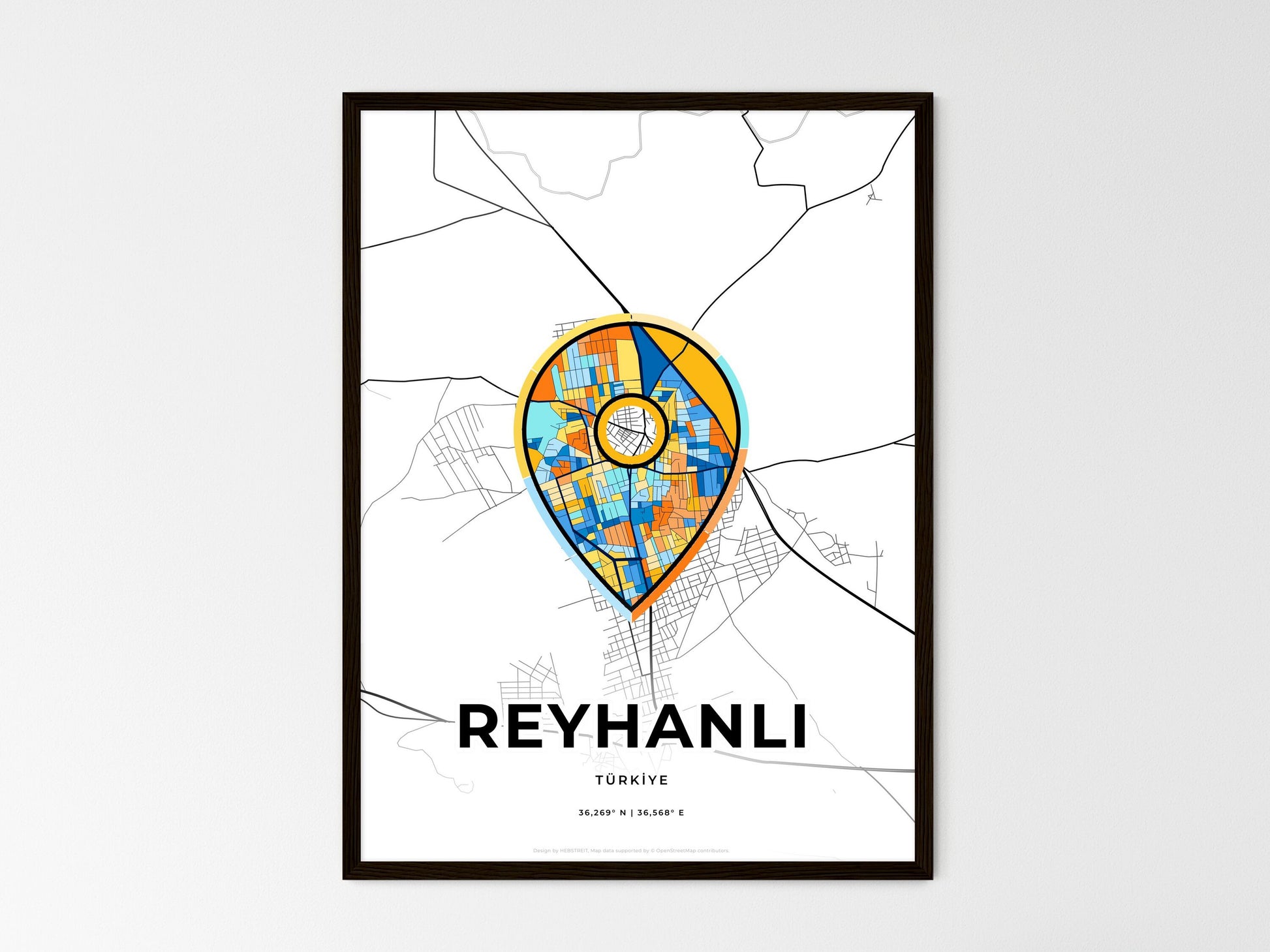 Reyhanli Turkey wedding art map with pointer icon