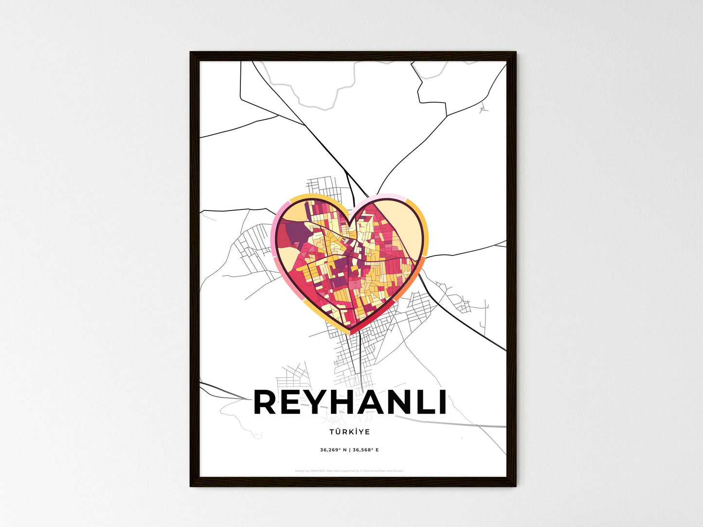 Reyhanli Turkey wedding art map with heart icon