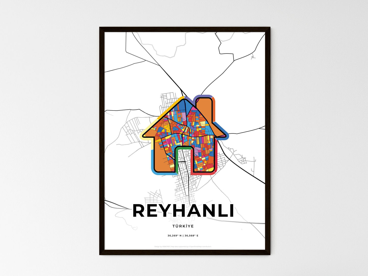 Reyhanli Turkey wedding art map with home icon