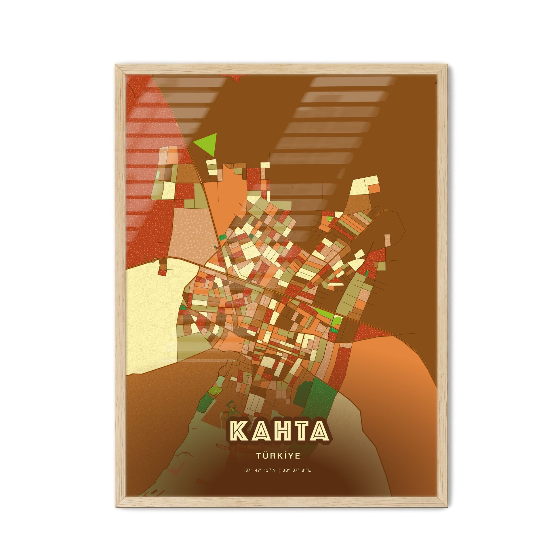 Colorful KAHTA TURKEY Fine Art Map Farmhouse