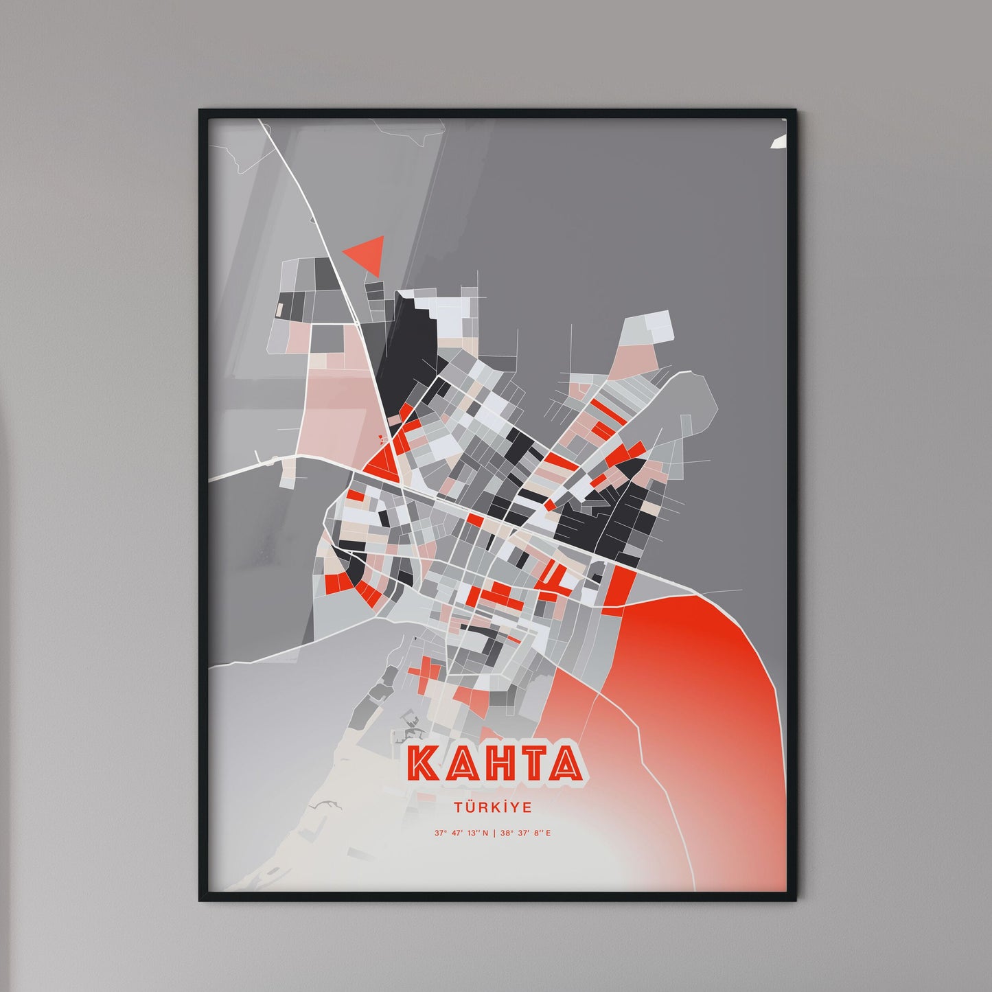 Colorful KAHTA TURKEY Fine Art Map Modern