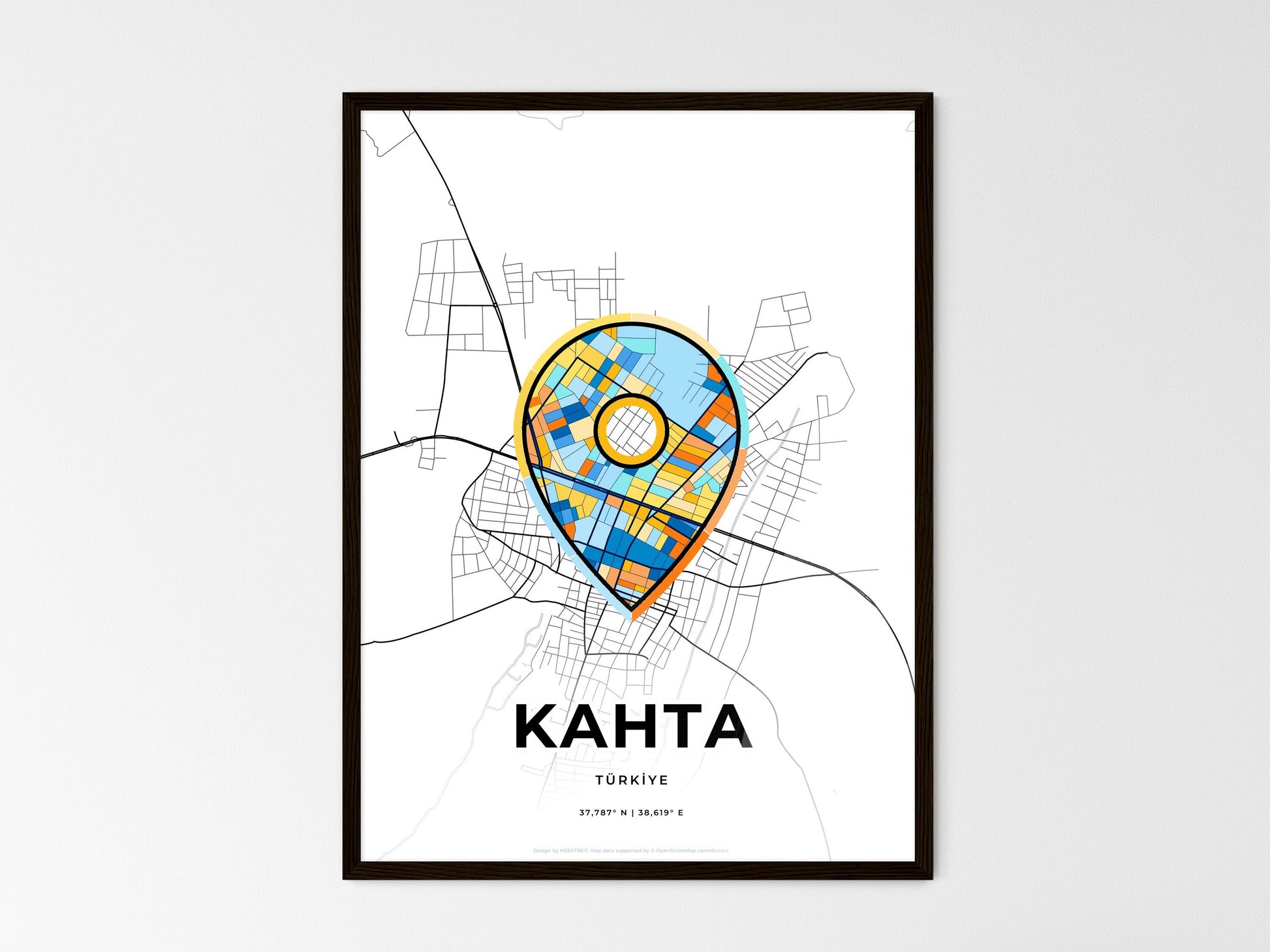 Kahta Turkey wedding art map with pointer icon