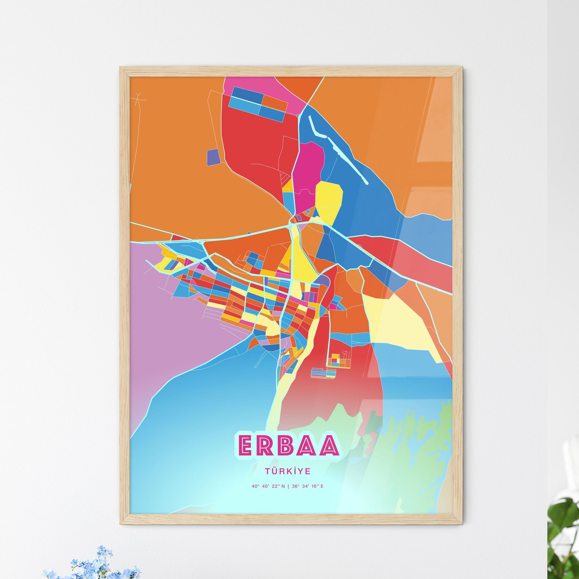 Colorful ERBAA TURKEY Fine Art Map Crazy Colors