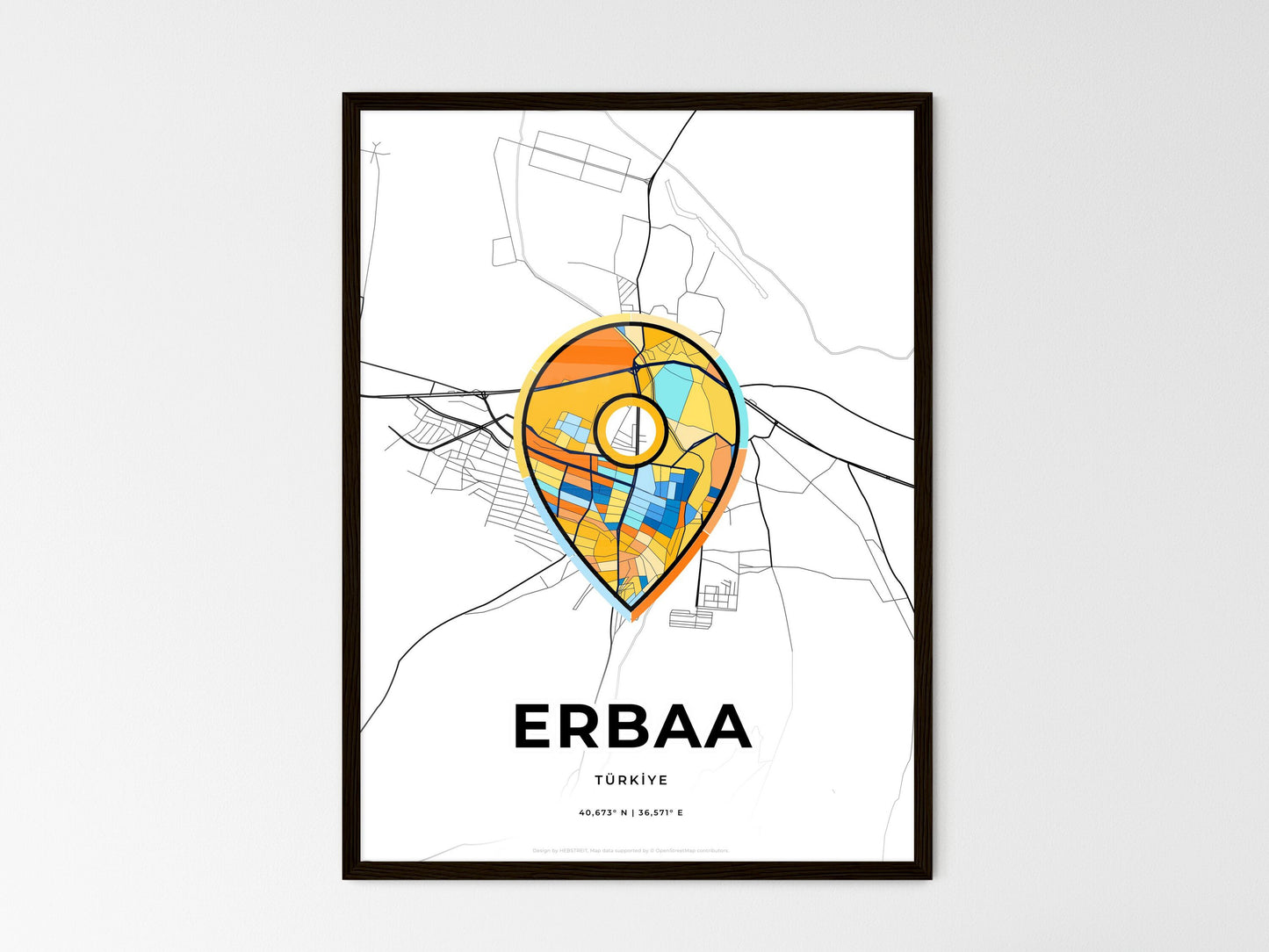 Erbaa Turkey wedding art map with pointer icon