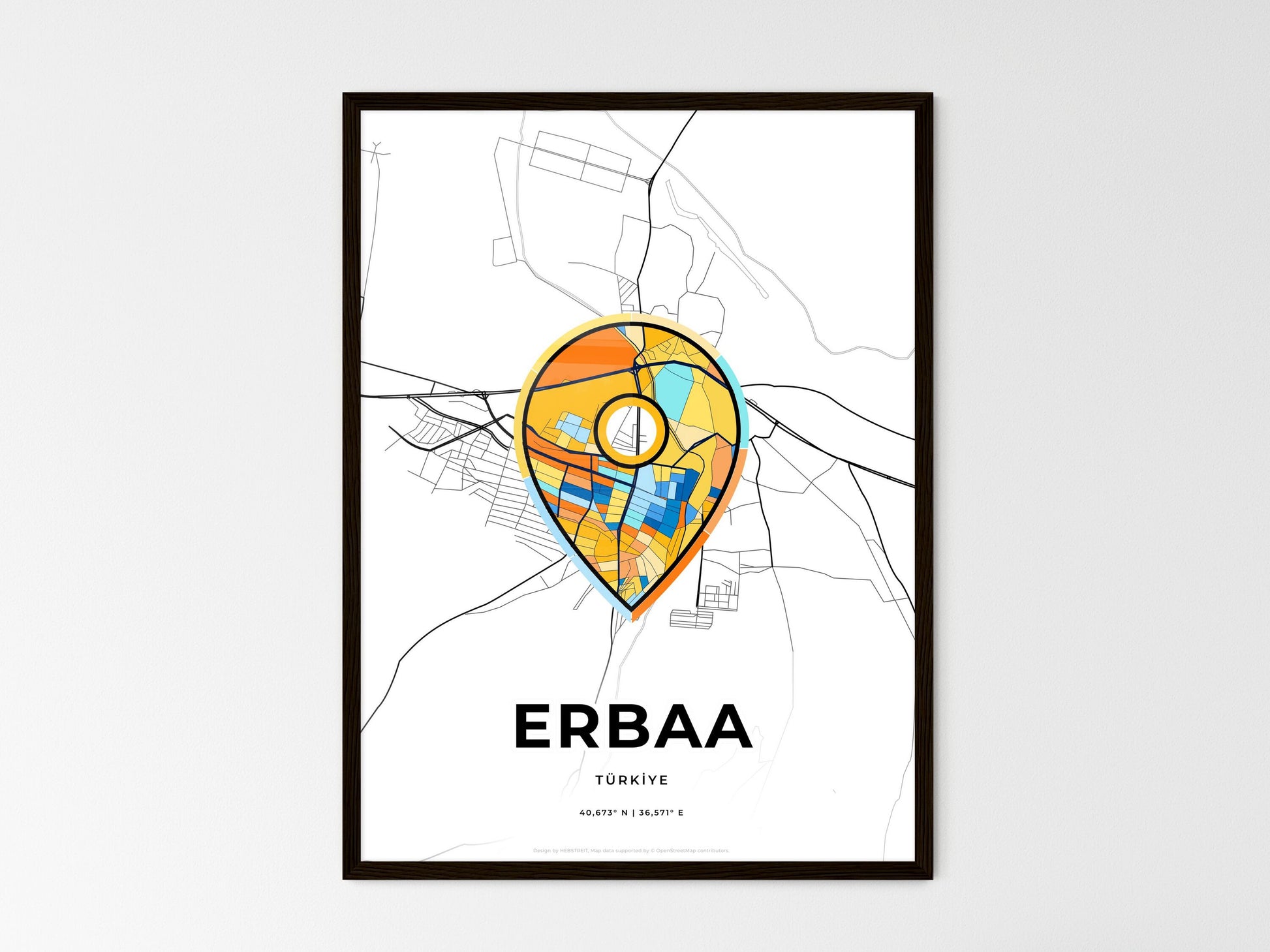 Erbaa Turkey wedding art map with pointer icon