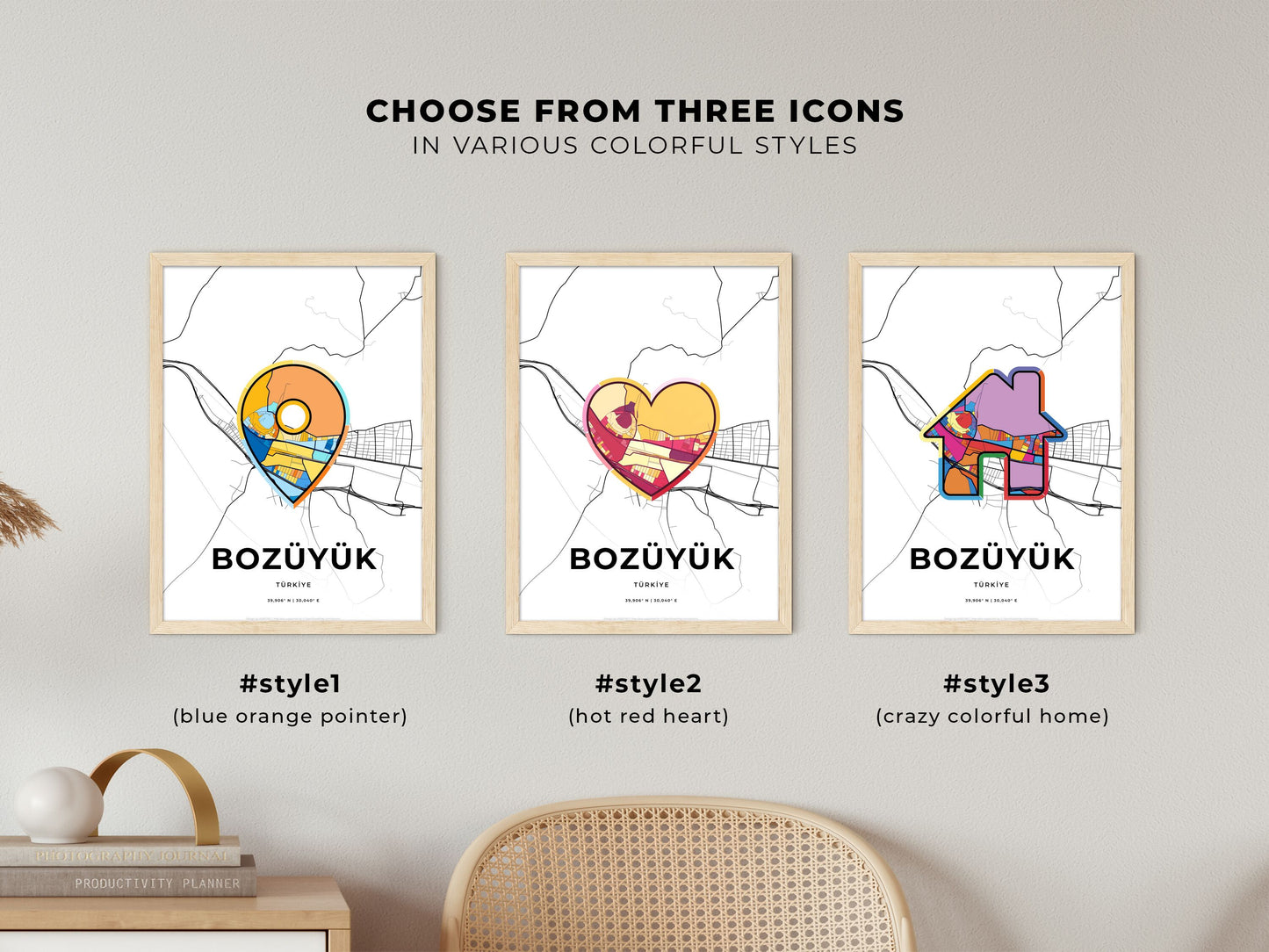 Bozüyük Turkey maps with colorful icons