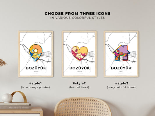 Bozüyük Turkey maps with colorful icons