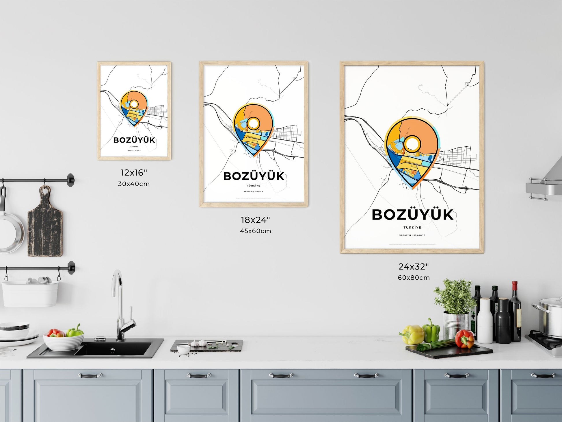 Bozüyük Turkey art map size chart
