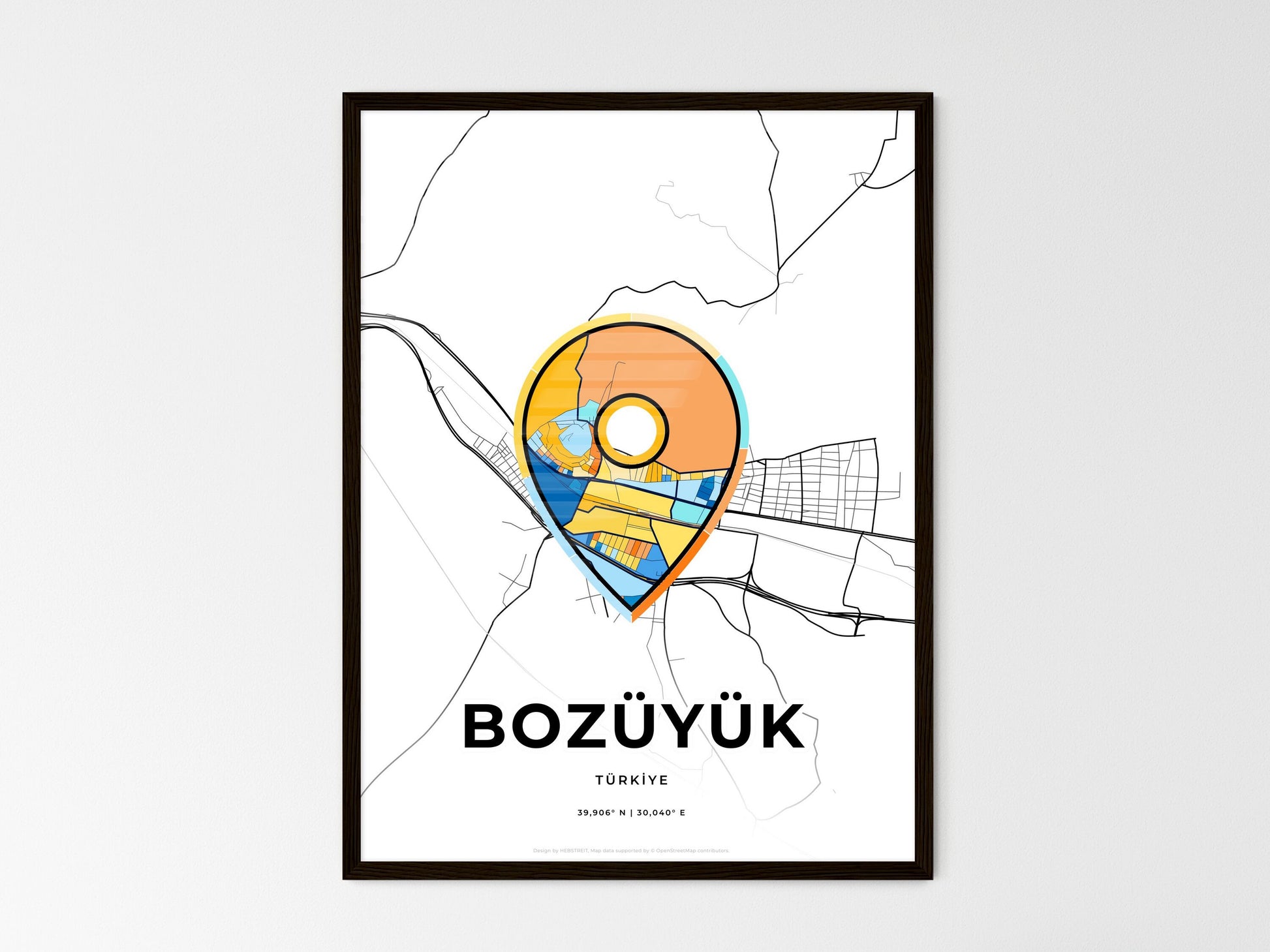 Bozüyük Turkey wedding art map with pointer icon