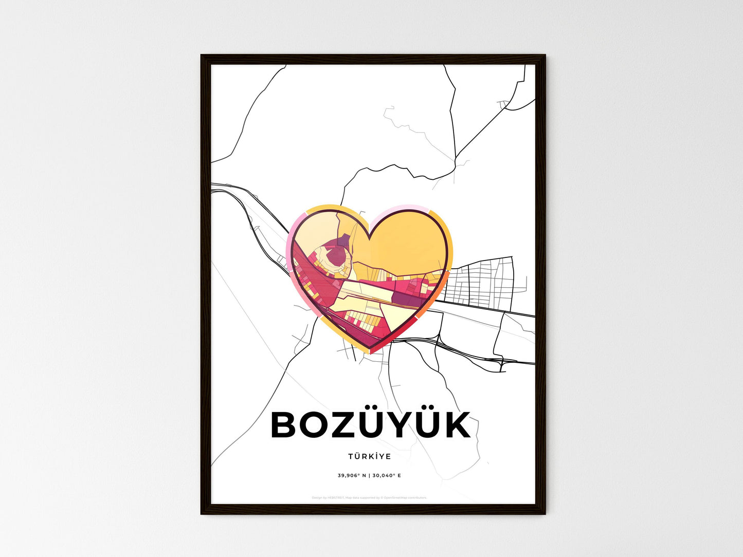 Bozüyük Turkey wedding art map with heart icon