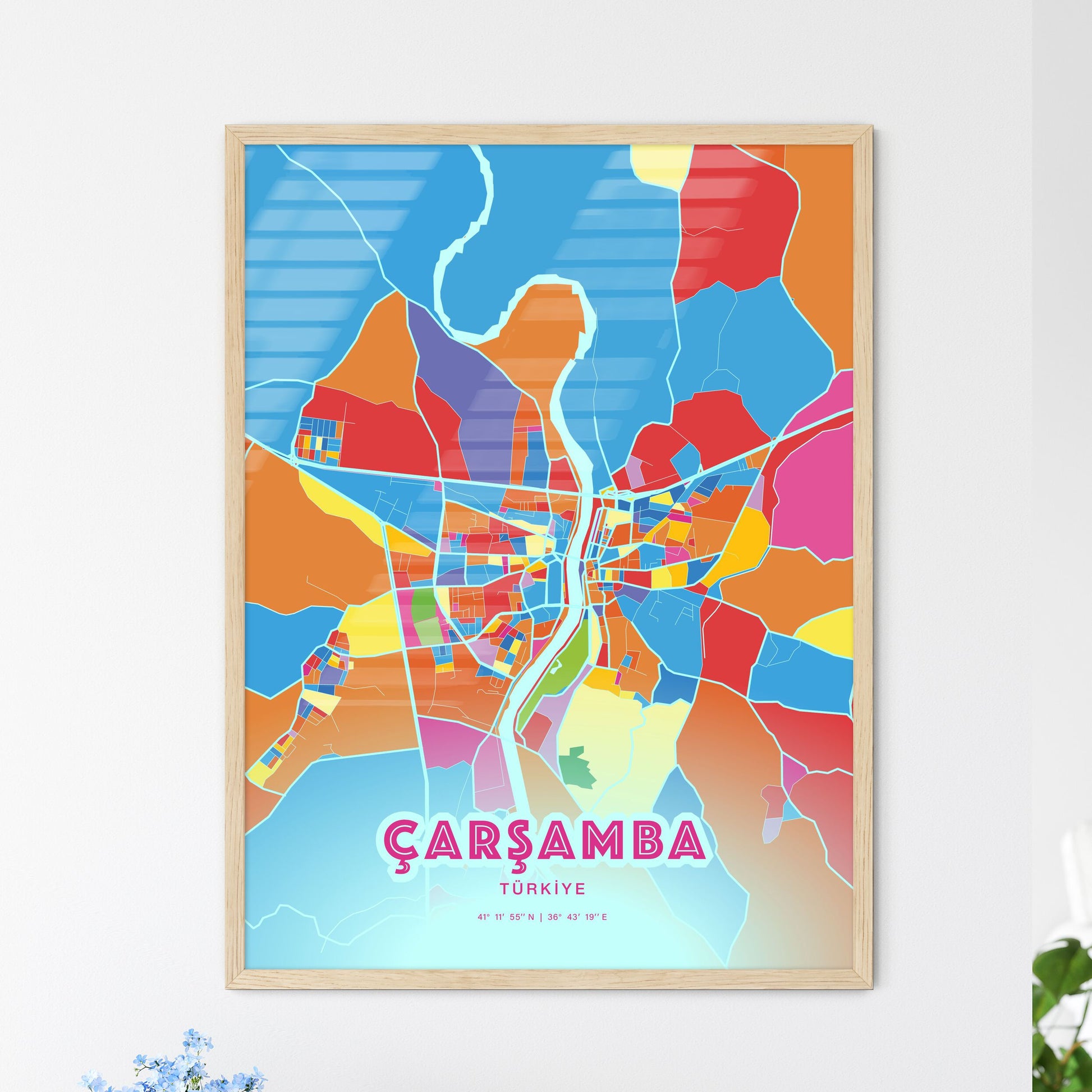 Colorful ÇARŞAMBA TURKEY Fine Art Map Crazy Colors