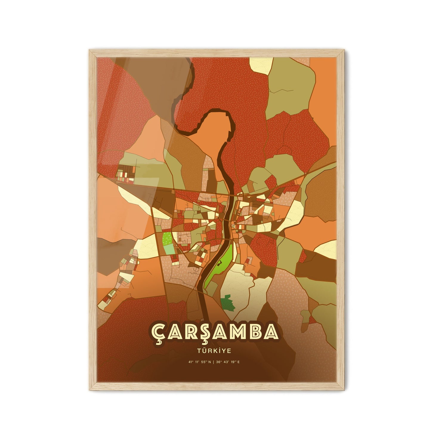 Colorful ÇARŞAMBA TURKEY Fine Art Map Farmhouse