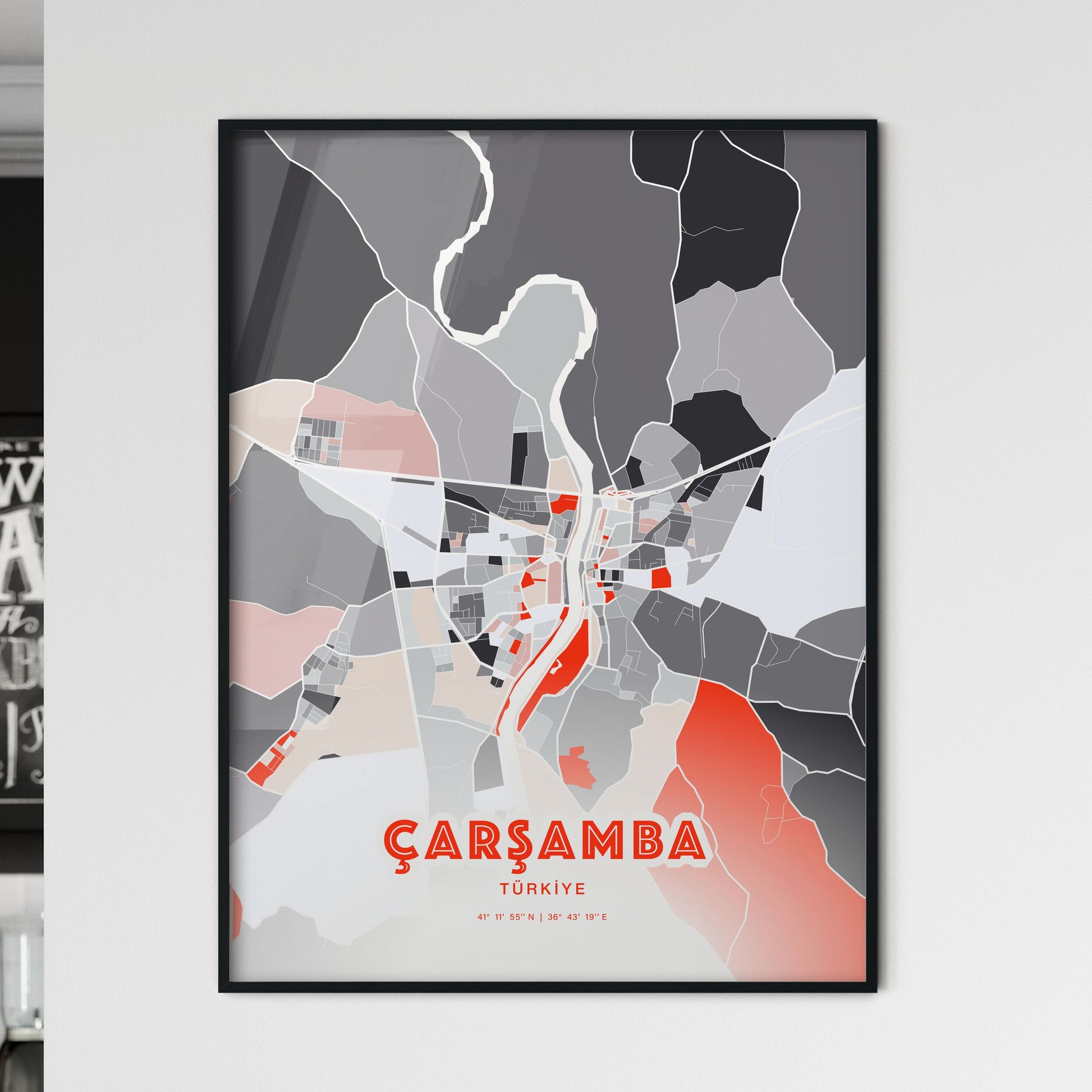 Colorful ÇARŞAMBA TURKEY Fine Art Map Modern