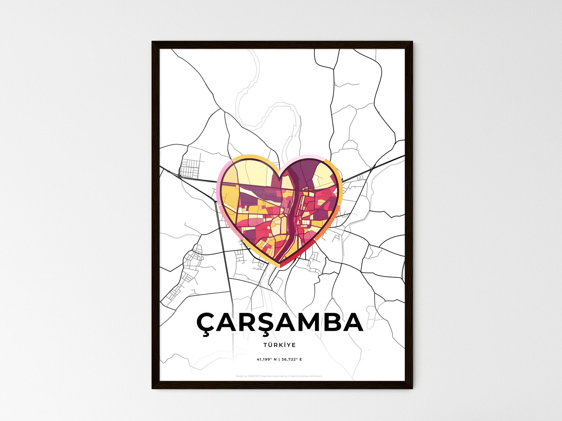 Çarşamba Turkey wedding art map with heart icon