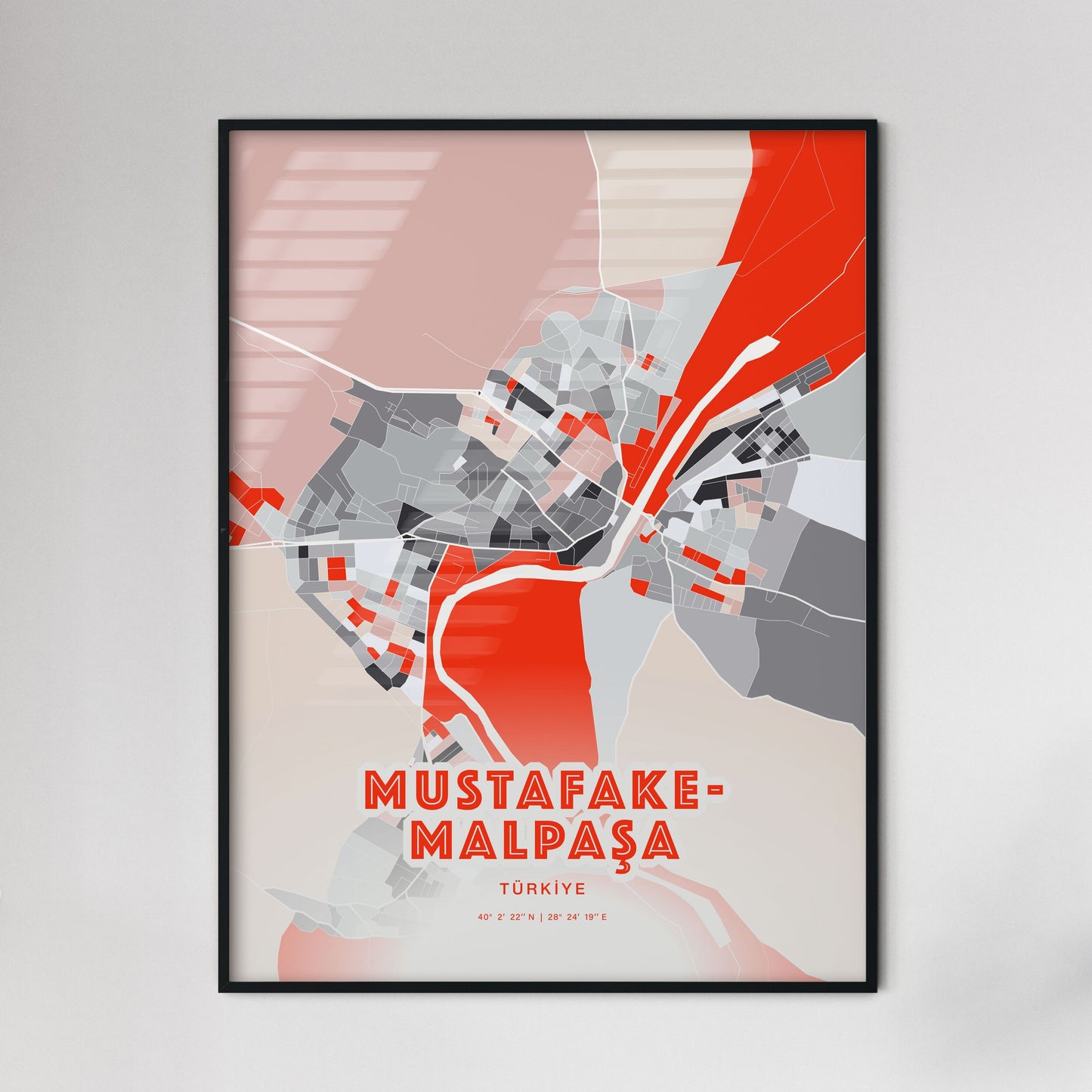 Colorful MUSTAFAKEMALPAŞA TURKEY Fine Art Map Modern