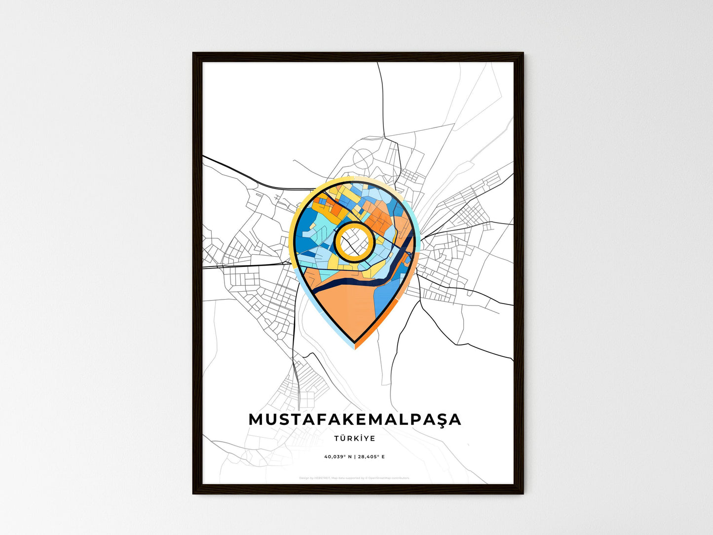 Mustafakemalpaşa Turkey wedding art map with pointer icon