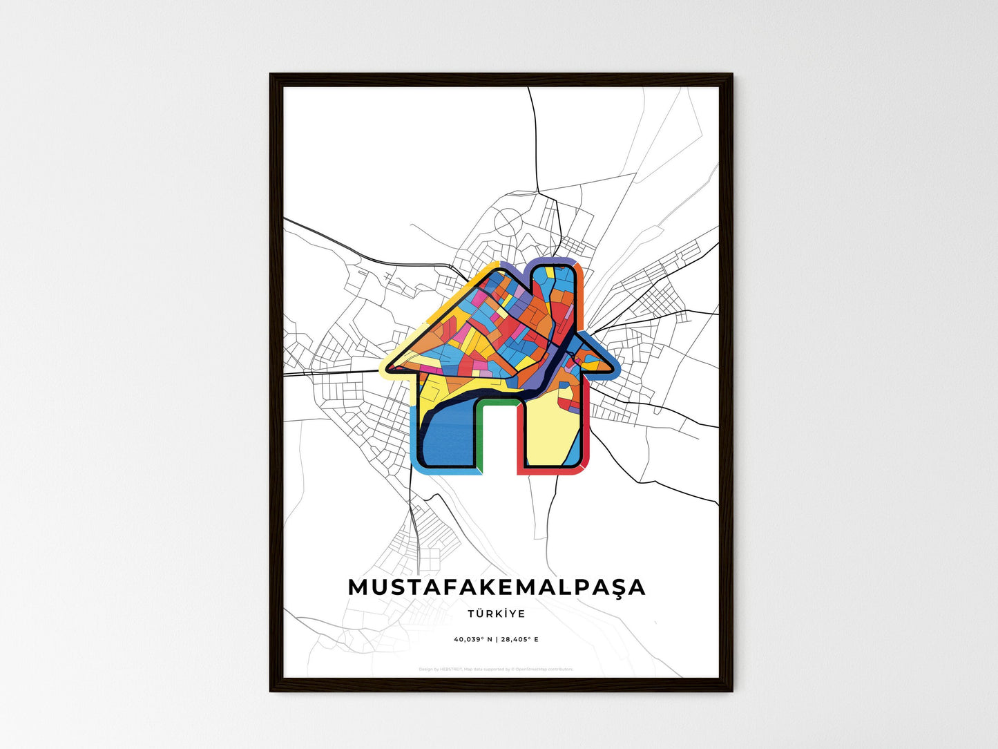 Mustafakemalpaşa Turkey wedding art map with home icon