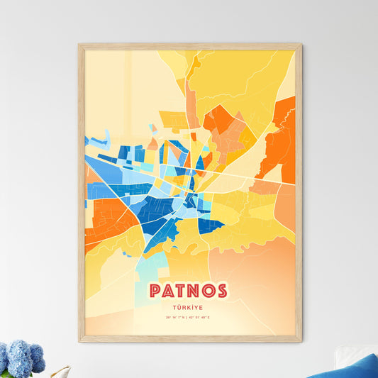 Colorful PATNOS TURKEY Fine Art Map Blue Orange