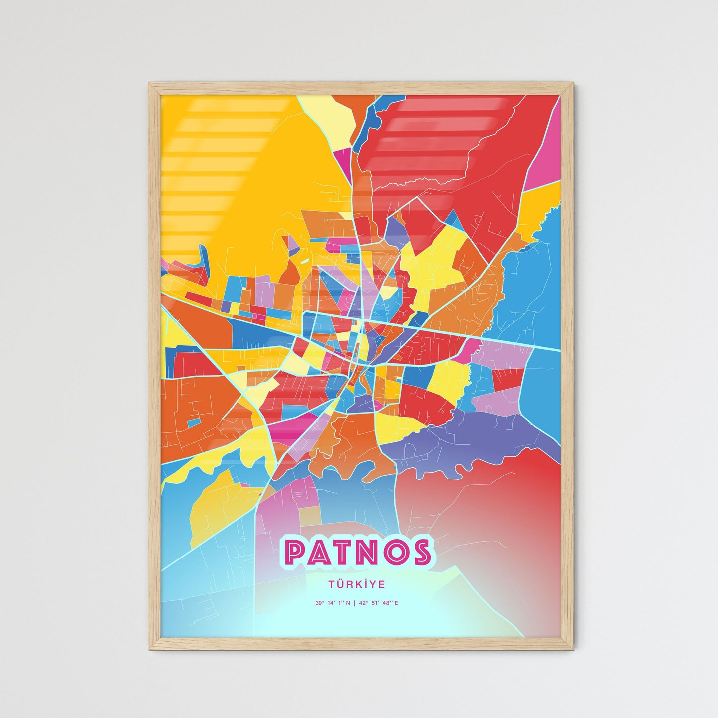 Colorful PATNOS TURKEY Fine Art Map Crazy Colors