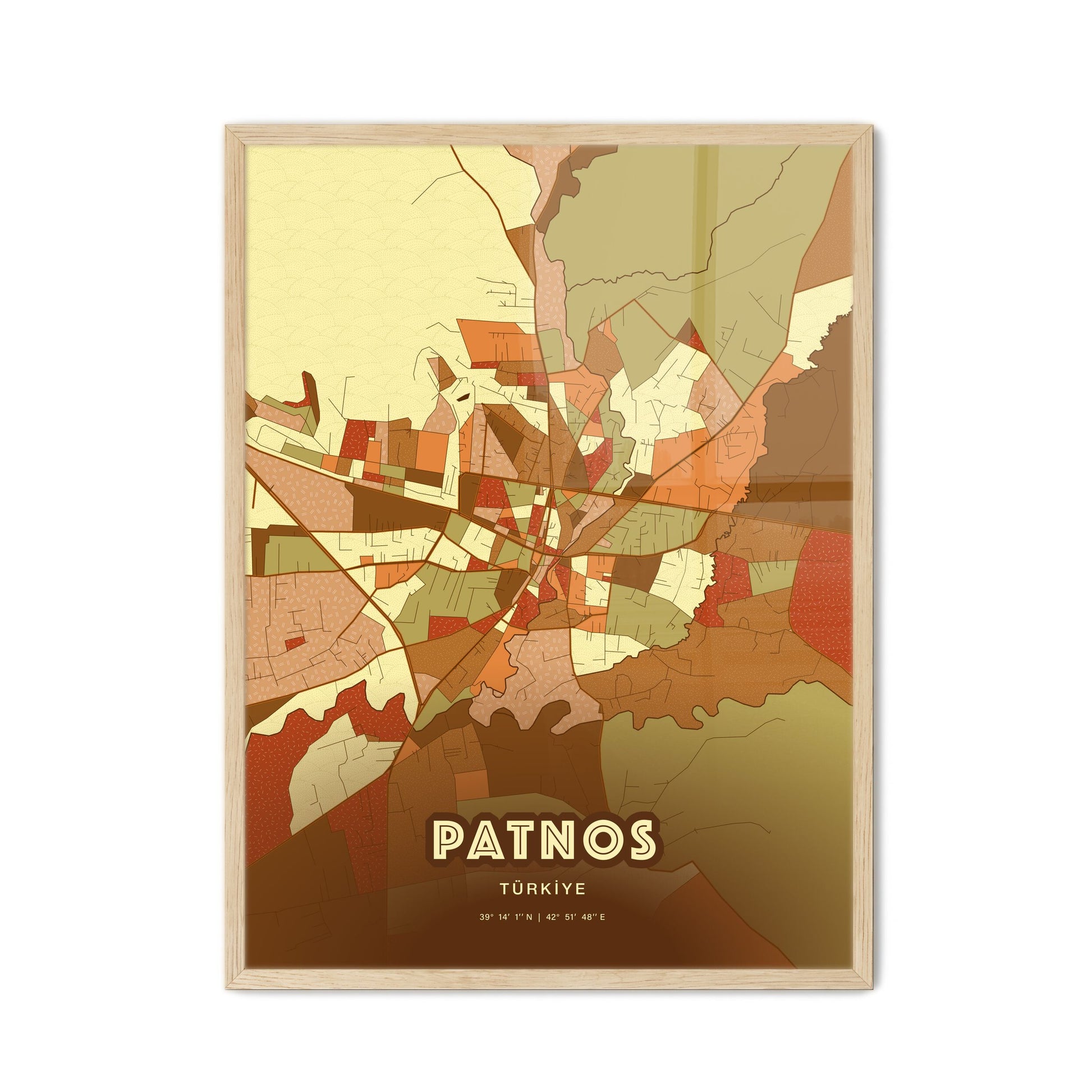 Colorful PATNOS TURKEY Fine Art Map Farmhouse