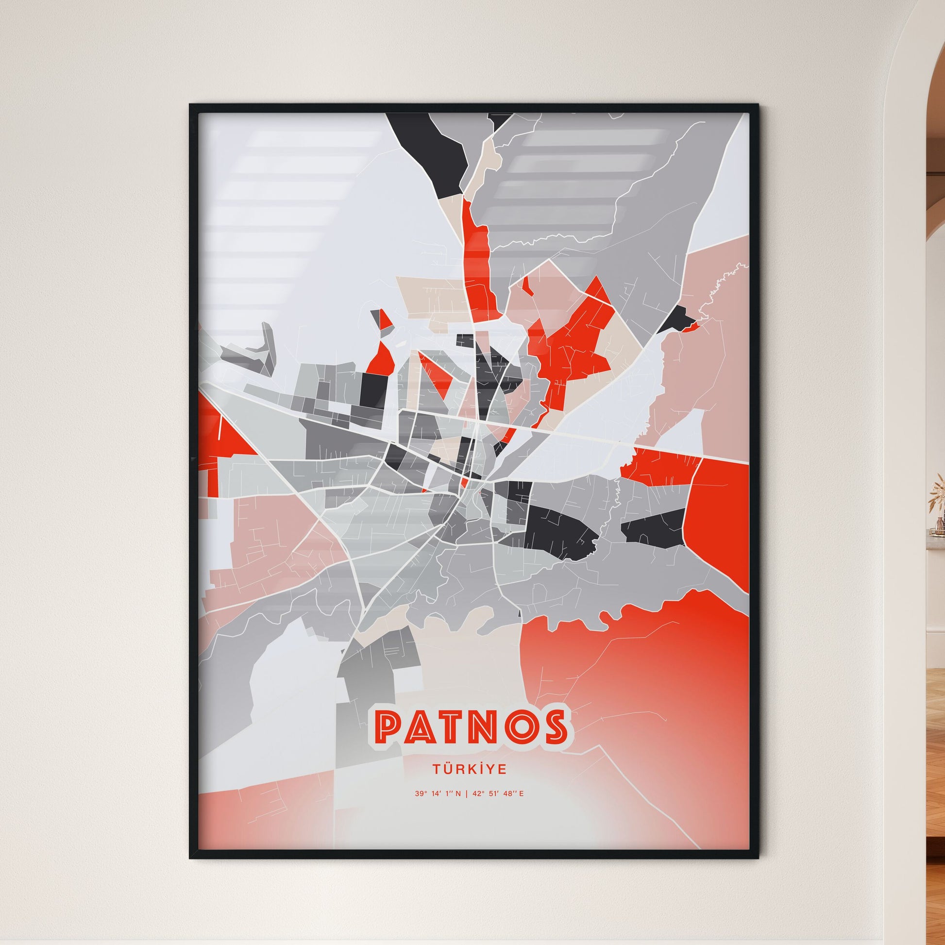 Colorful PATNOS TURKEY Fine Art Map Modern