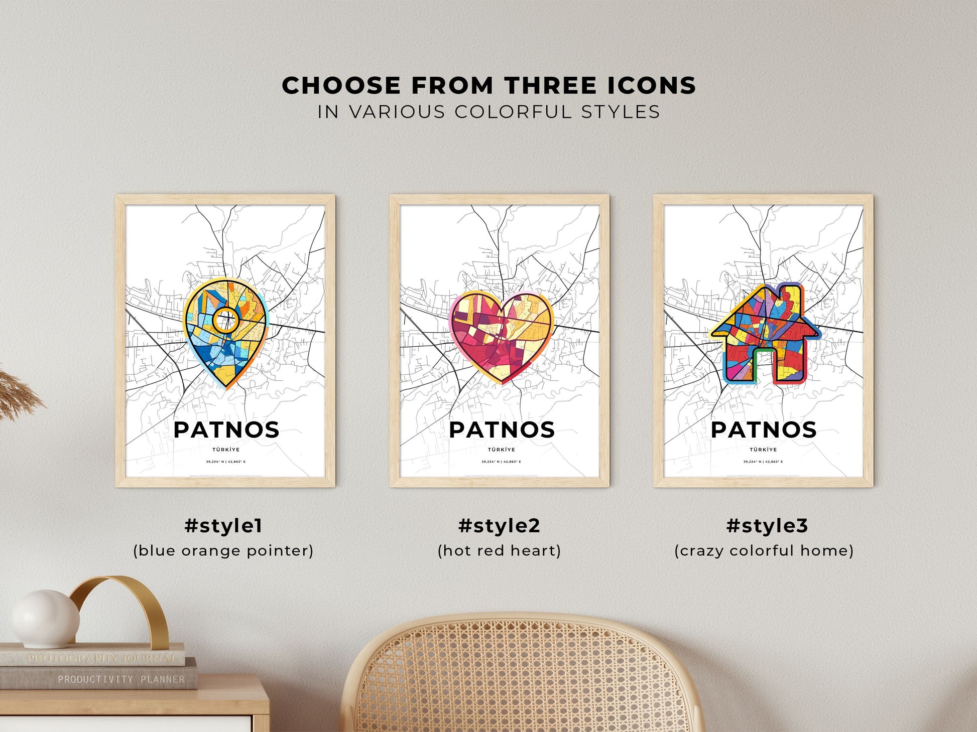 Patnos Turkey maps with colorful icons