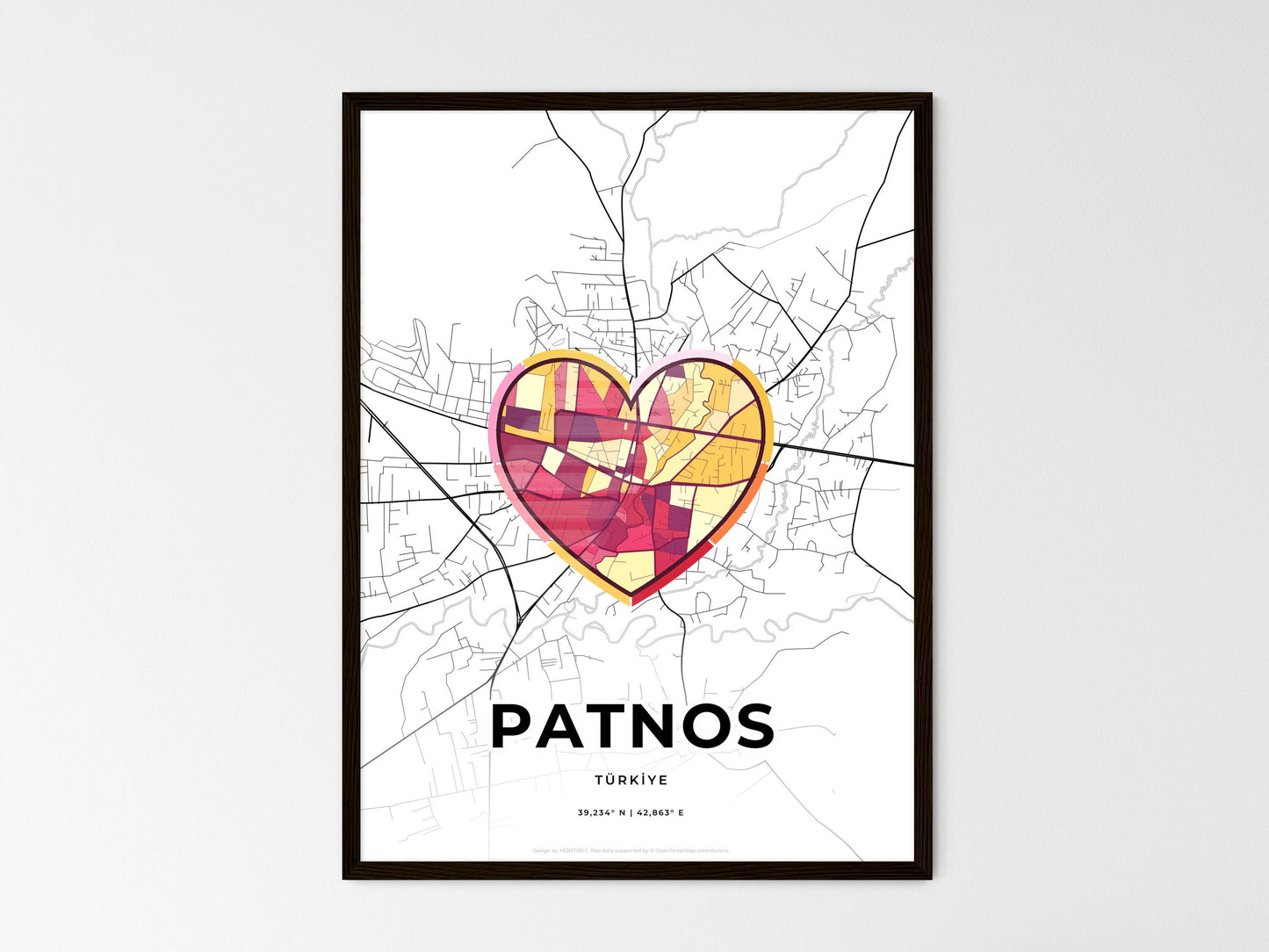 Patnos Turkey wedding art map with heart icon
