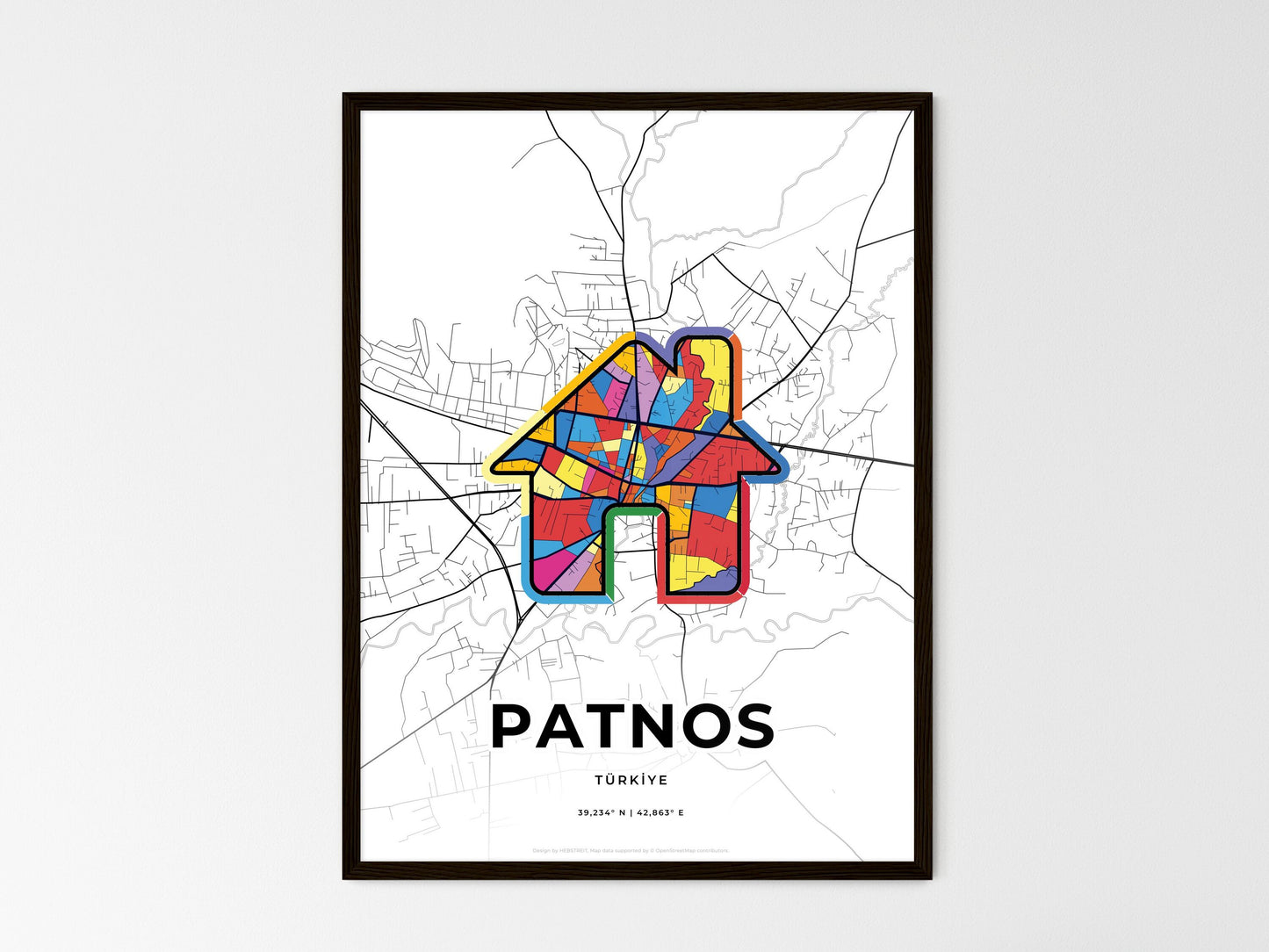 Patnos Turkey wedding art map with home icon