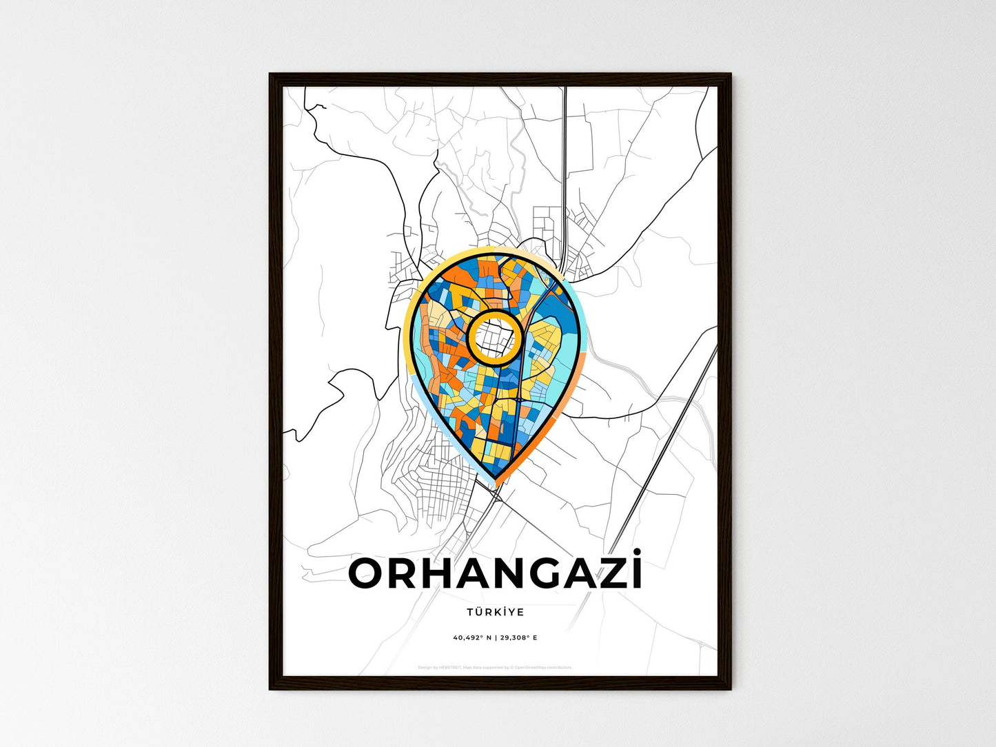 Orhangazi Turkey wedding art map with pointer icon