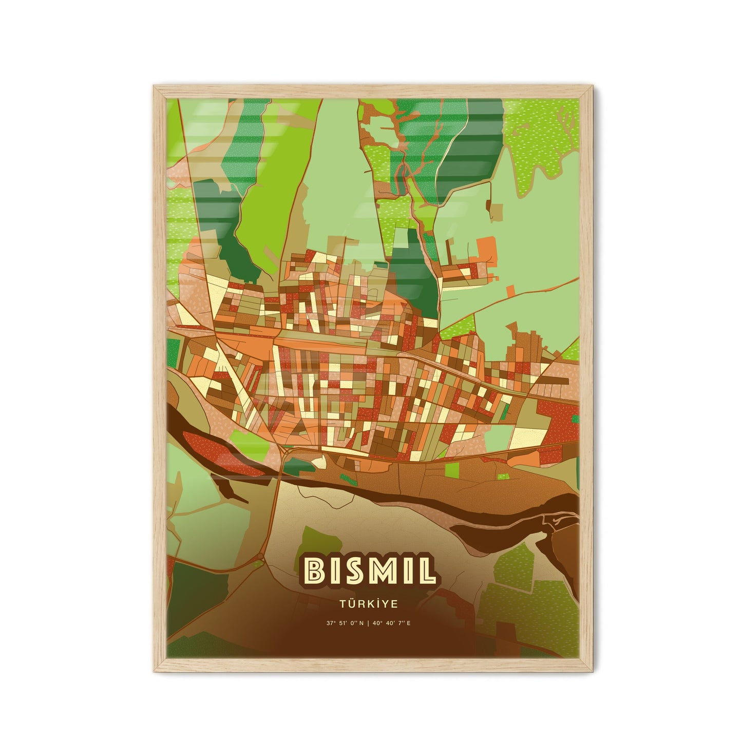 Colorful BISMIL TURKEY Fine Art Map Farmhouse