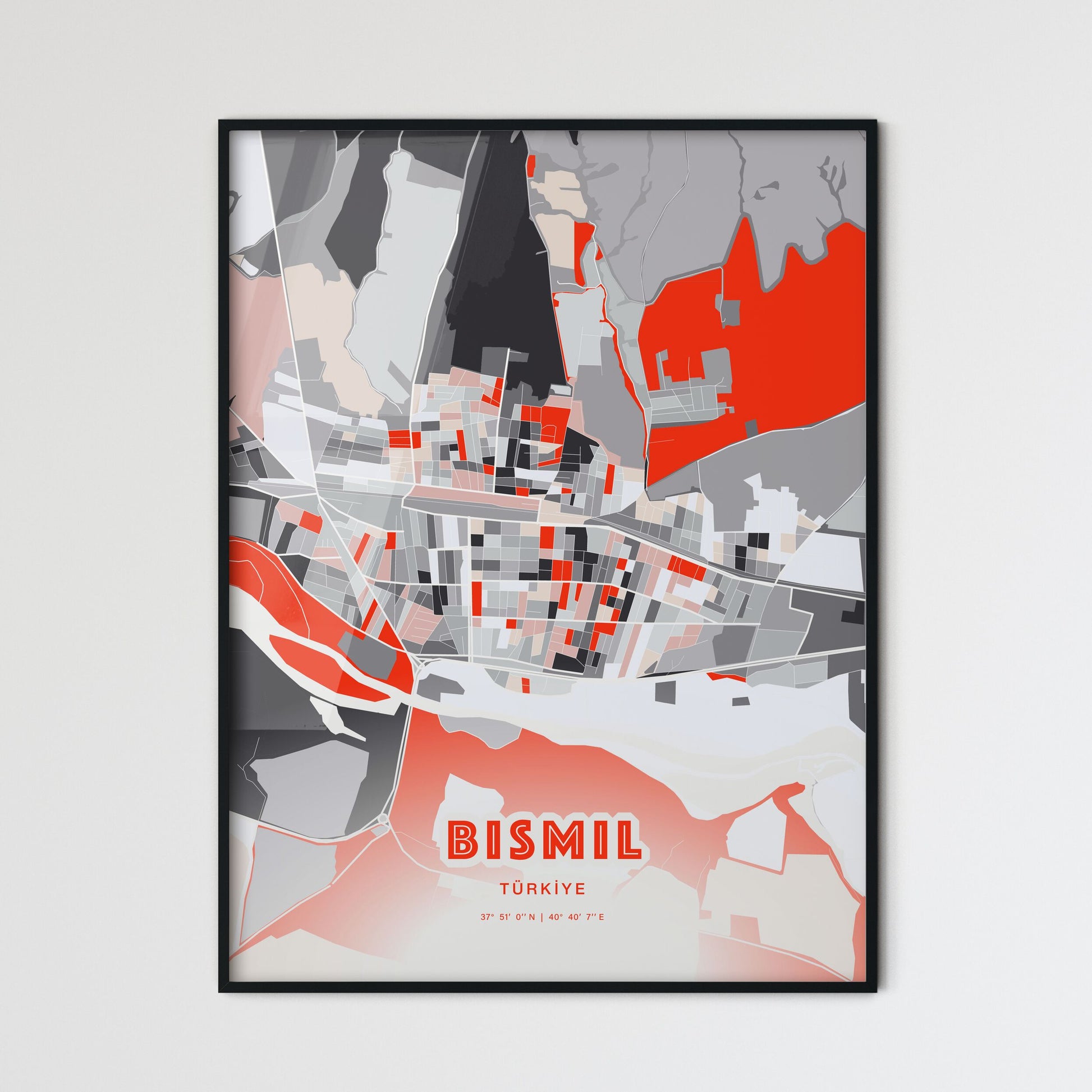 Colorful BISMIL TURKEY Fine Art Map Modern