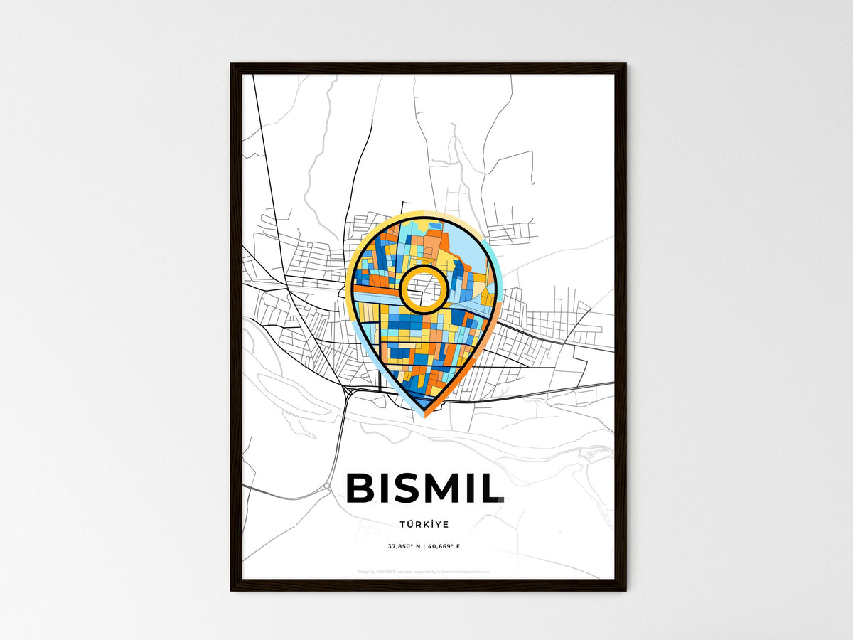 Bismil Turkey wedding art map with pointer icon