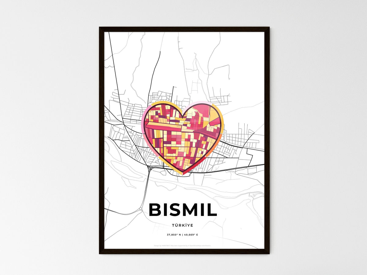 Bismil Turkey wedding art map with heart icon