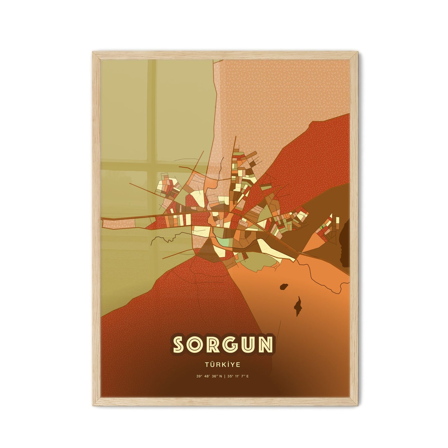 Colorful SORGUN TURKEY Fine Art Map Farmhouse