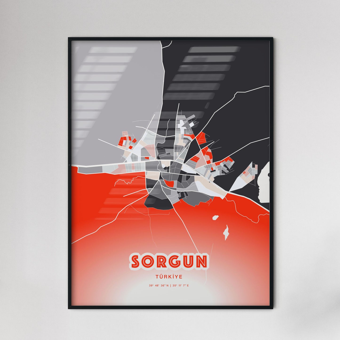 Colorful SORGUN TURKEY Fine Art Map Modern