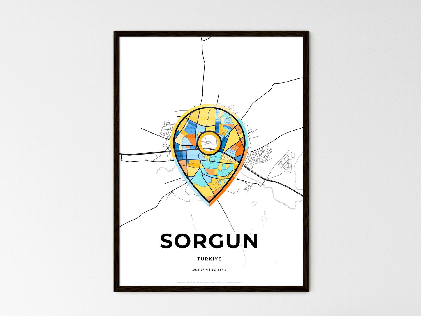 Sorgun Turkey wedding art map with pointer icon