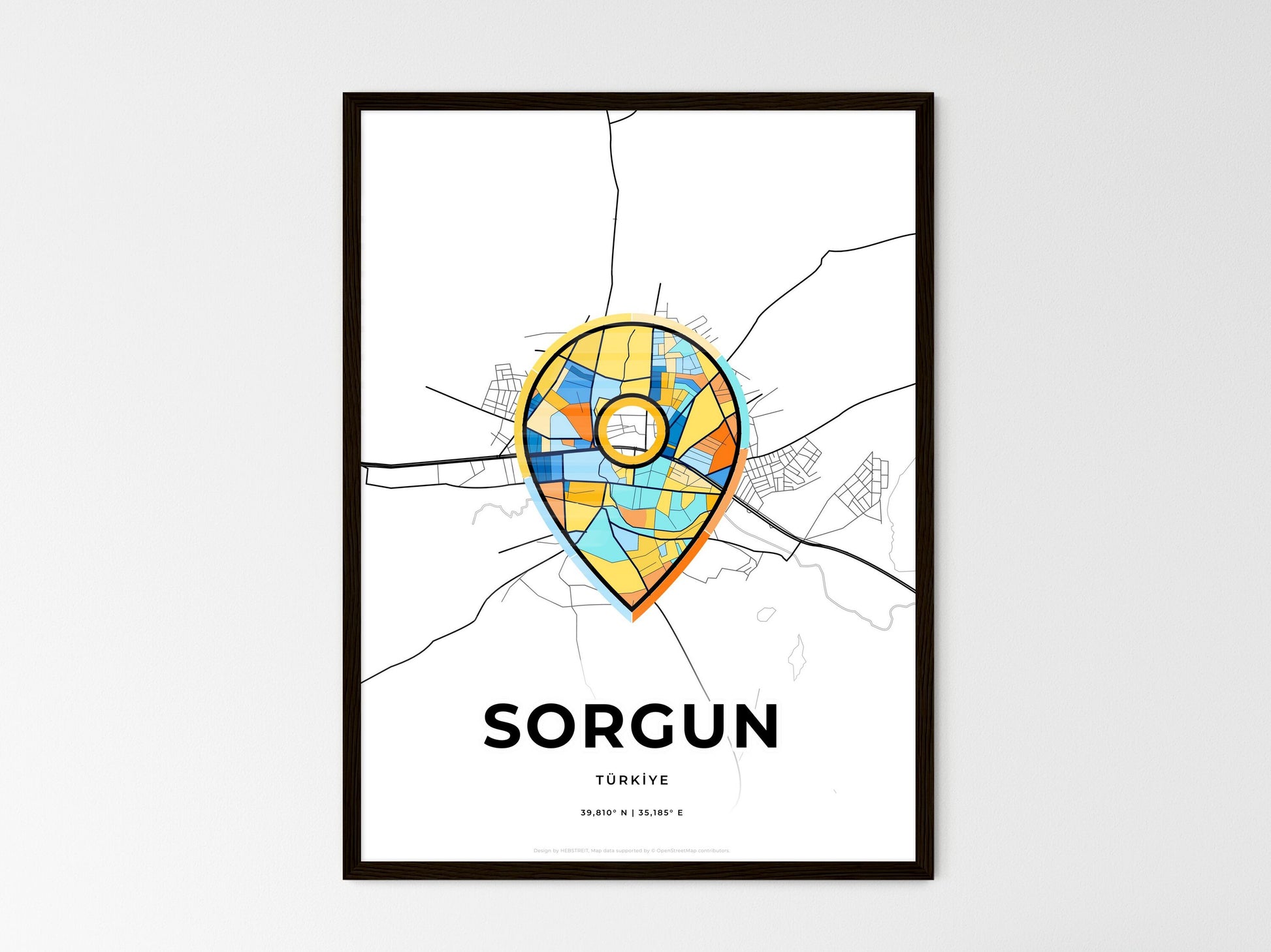Sorgun Turkey wedding art map with pointer icon