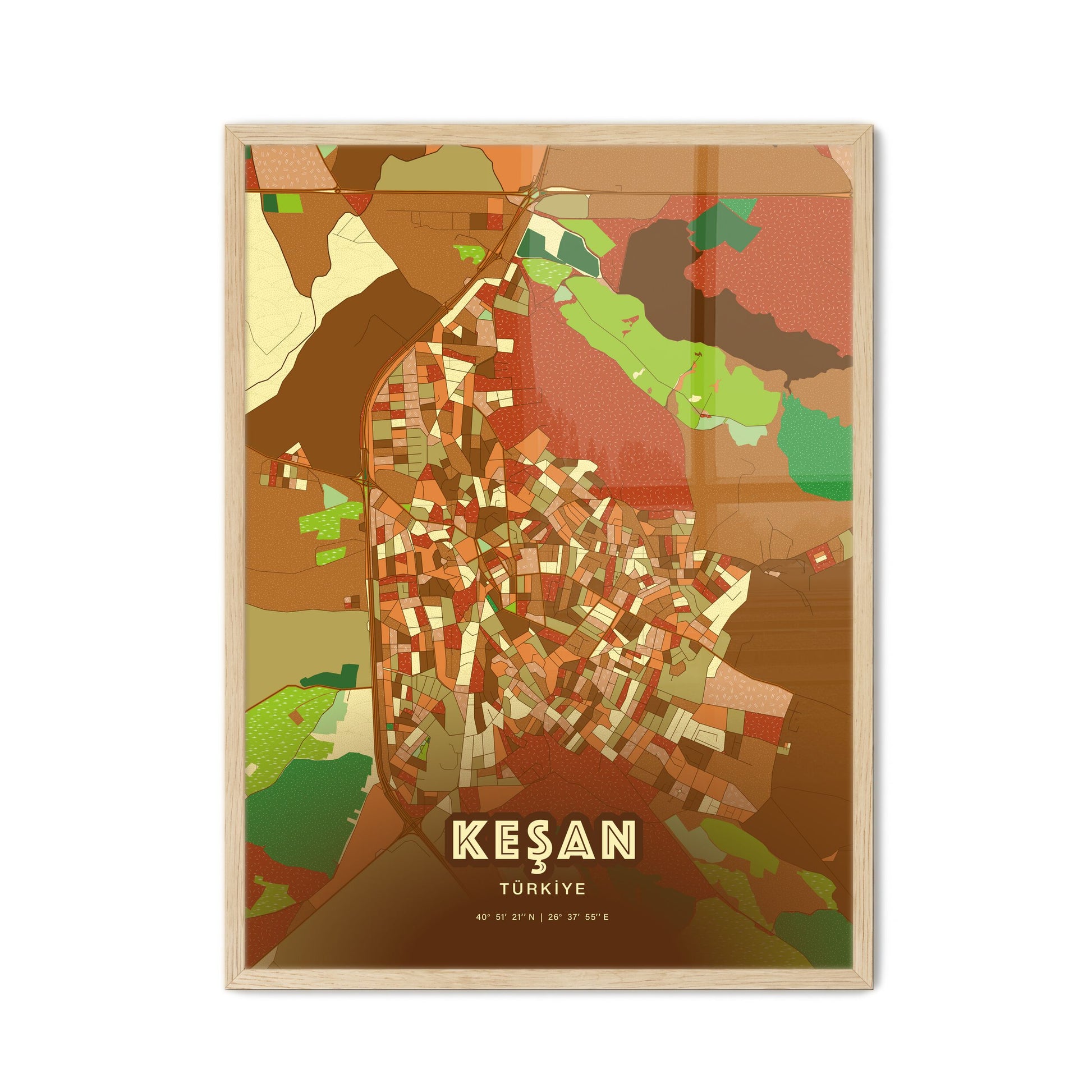 Colorful KEŞAN TURKEY Fine Art Map Farmhouse