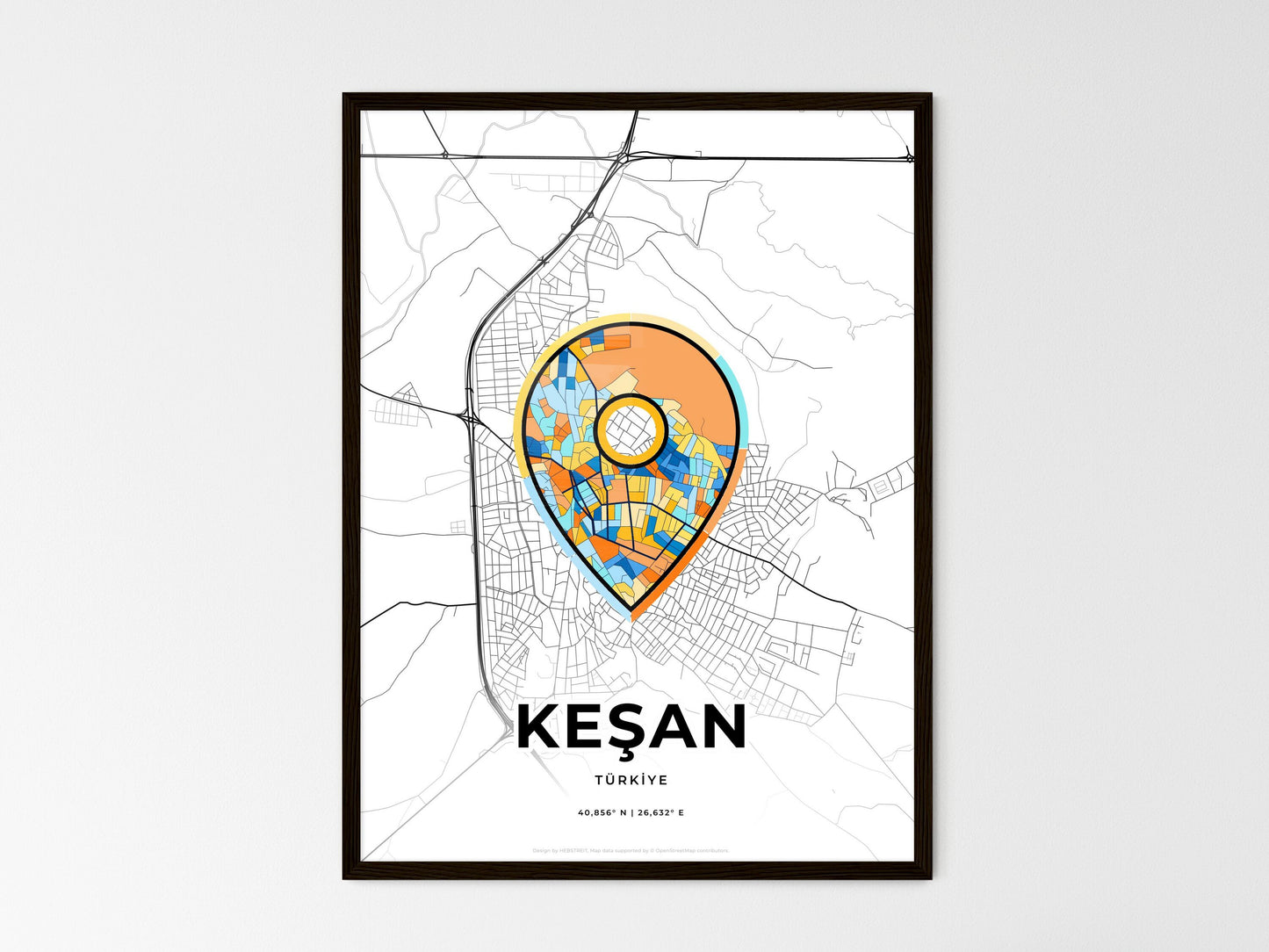 Keşan Turkey wedding art map with pointer icon