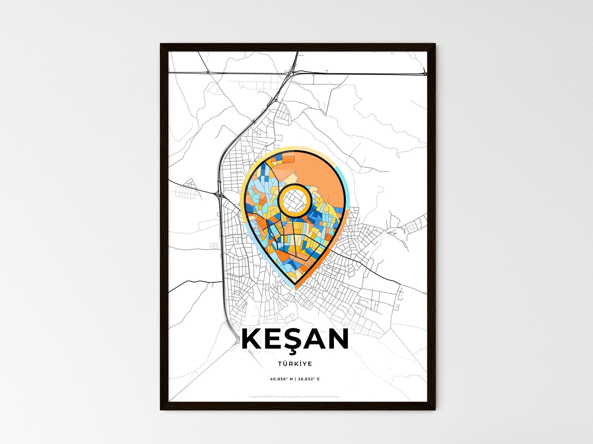 Keşan Turkey wedding art map with pointer icon