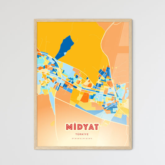 Colorful MIDYAT TURKEY Fine Art Map Blue Orange