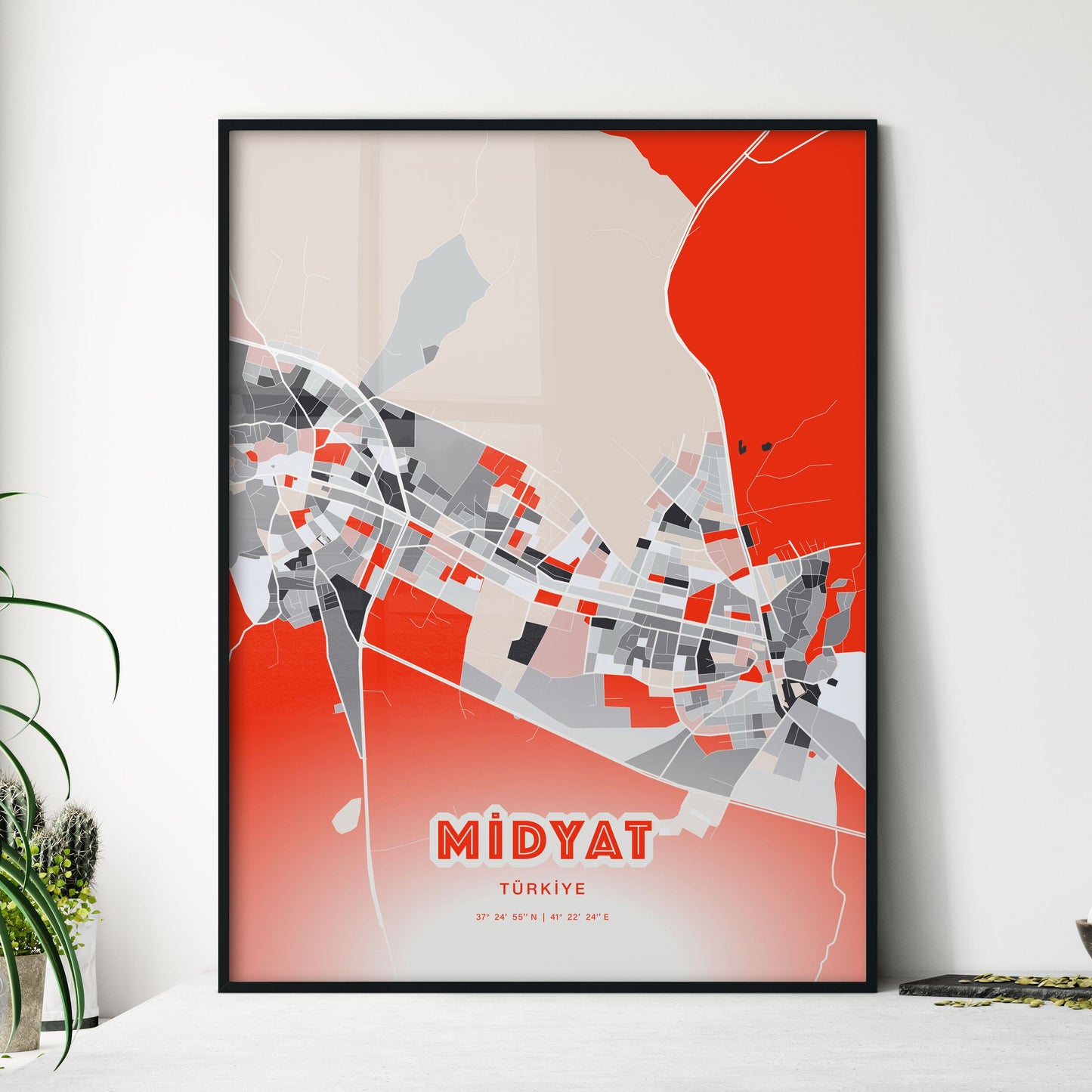 Colorful MIDYAT TURKEY Fine Art Map Modern