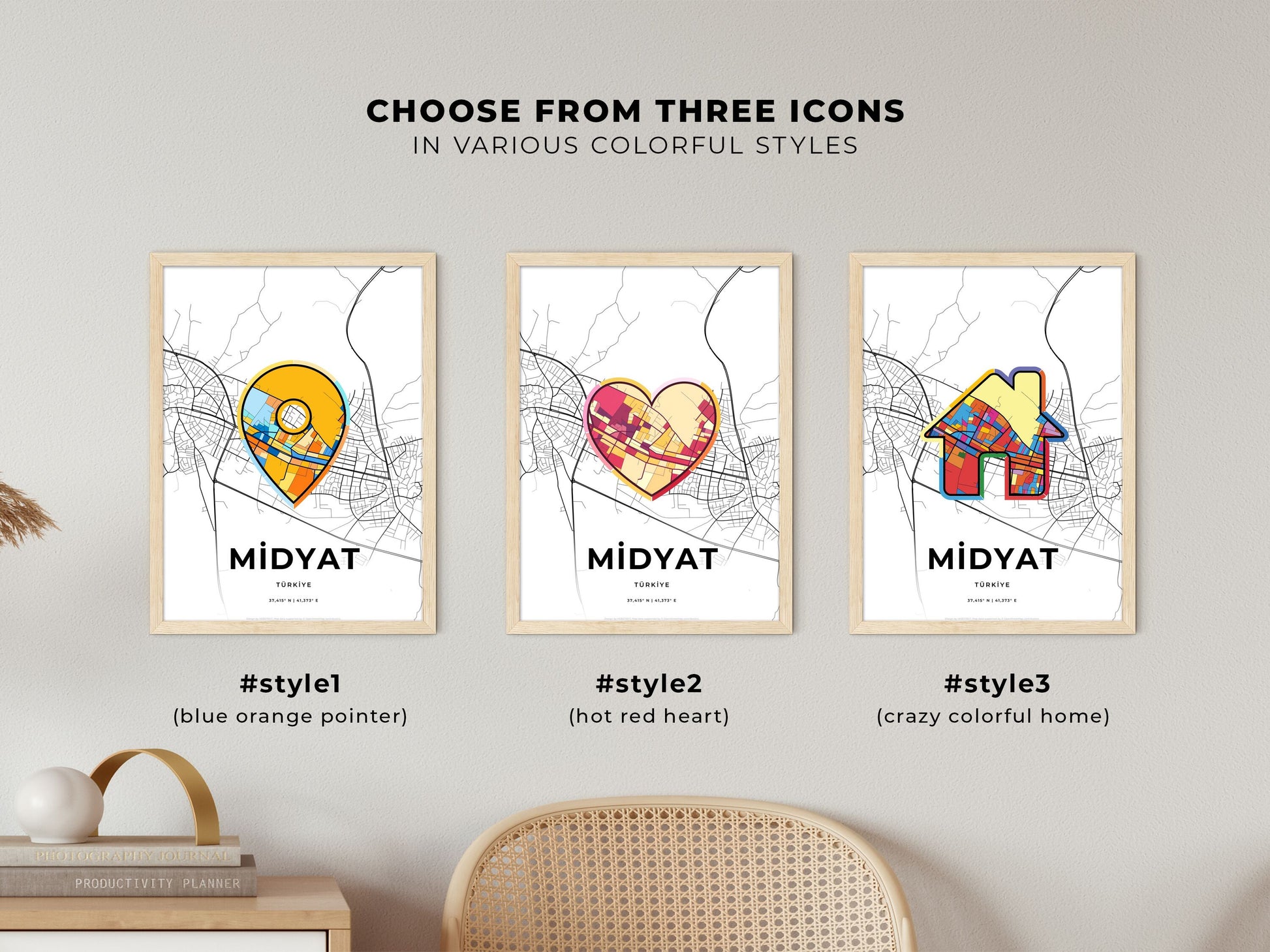 Midyat Turkey maps with colorful icons