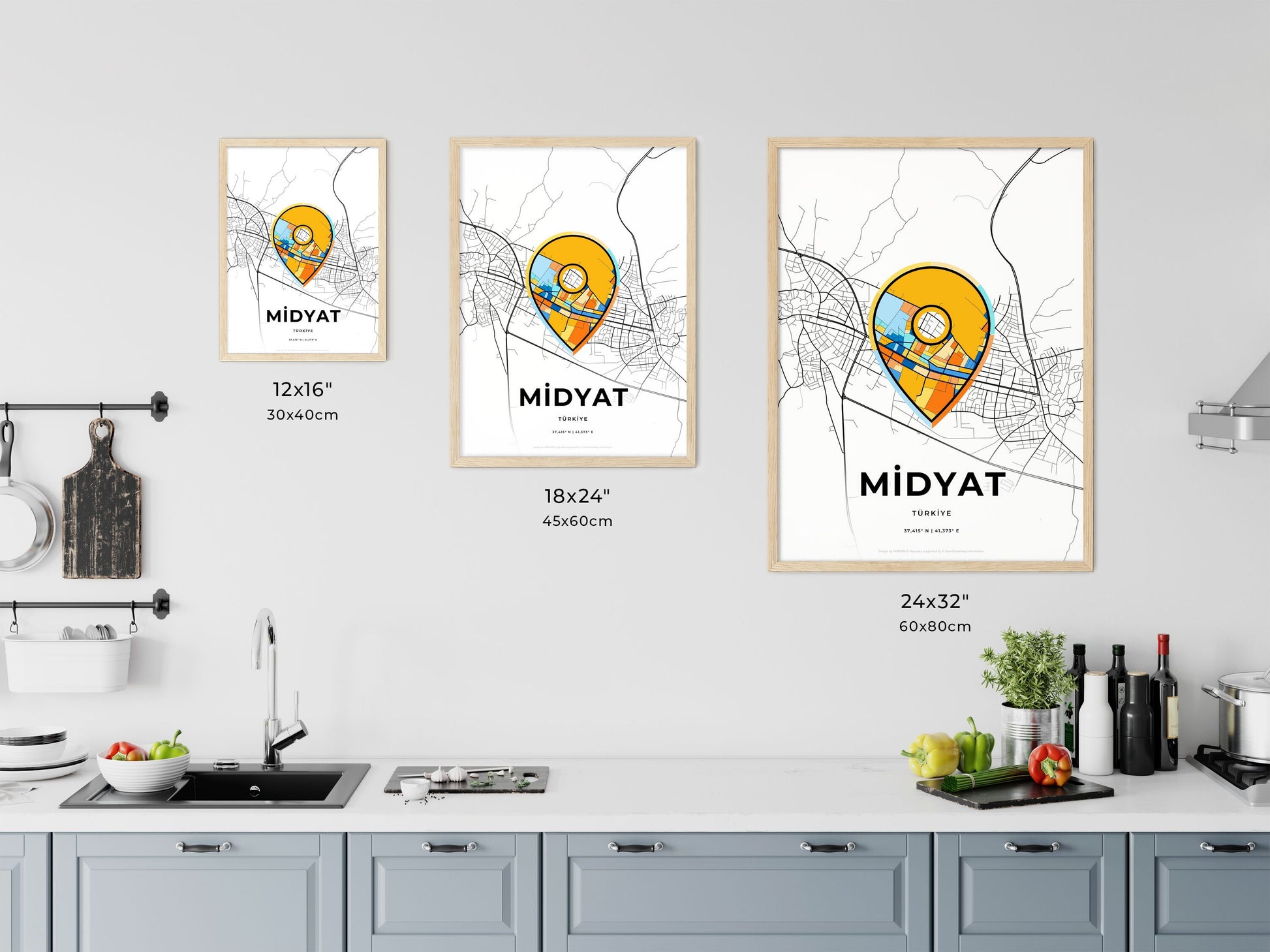 Midyat Turkey art map size chart