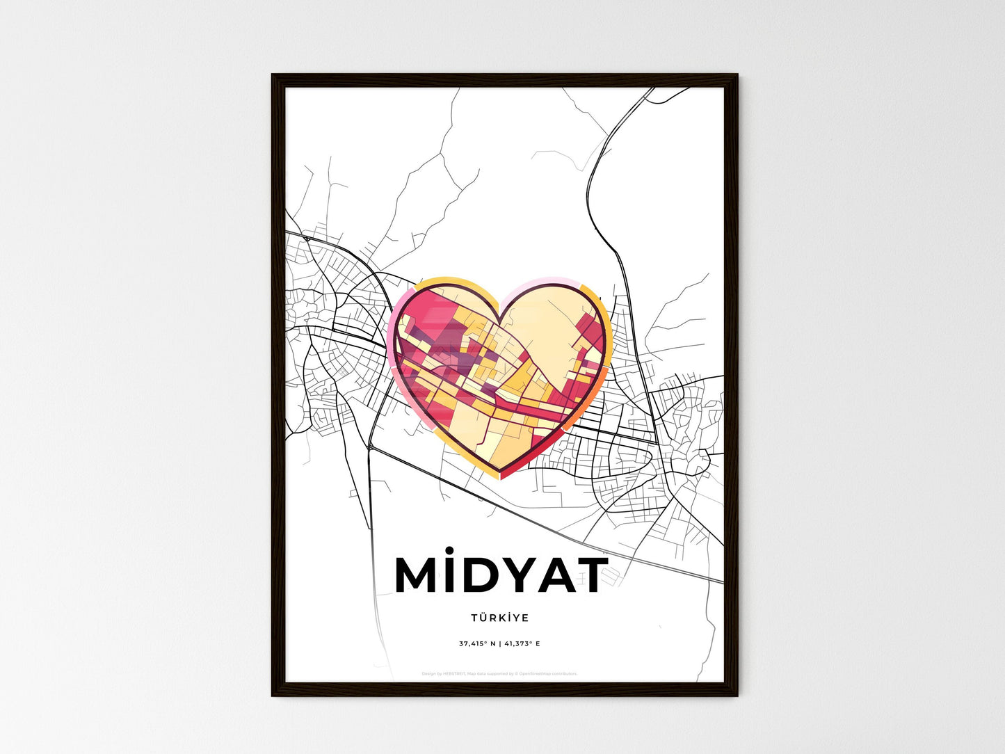 Midyat Turkey wedding art map with heart icon