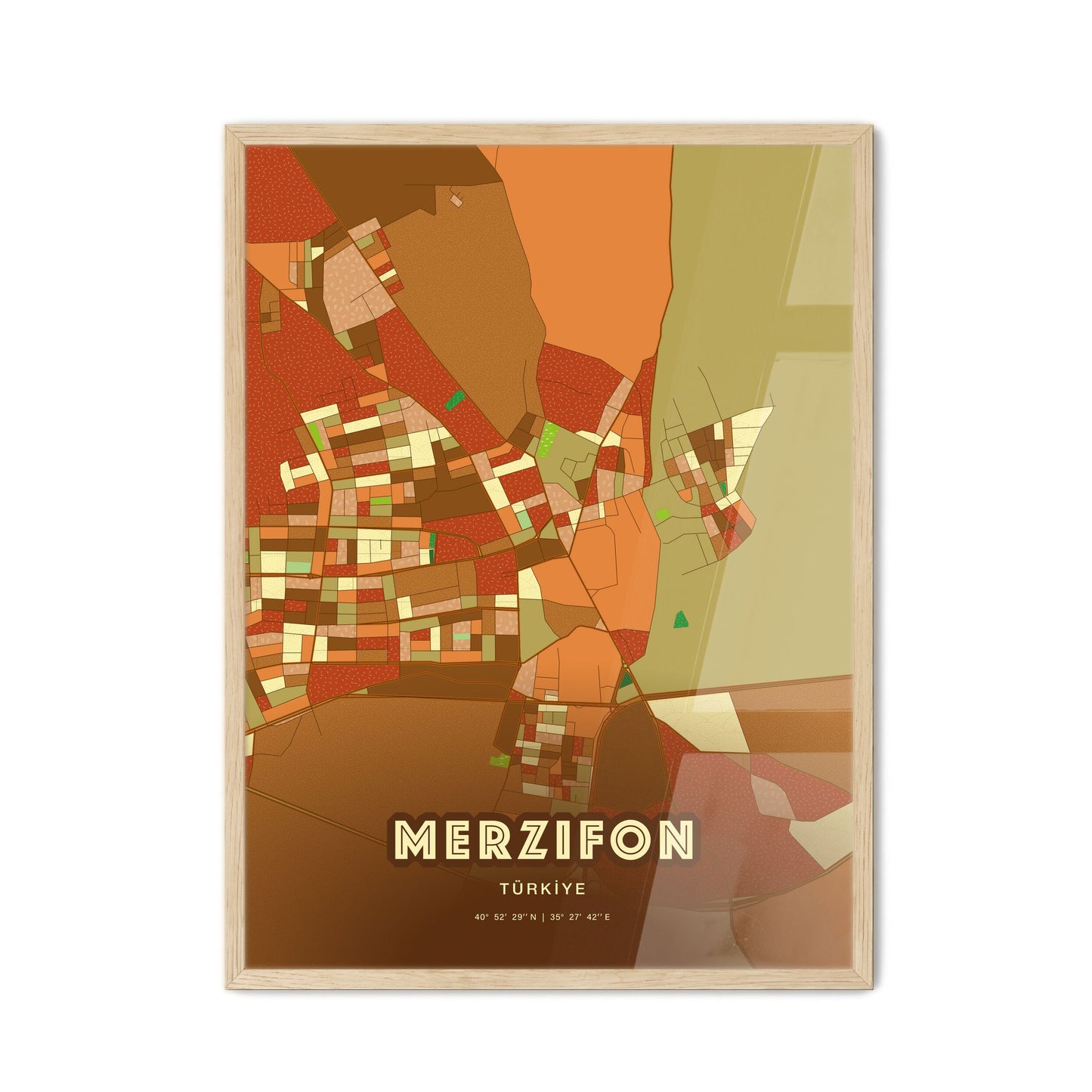 Colorful MERZIFON TURKEY Fine Art Map Farmhouse